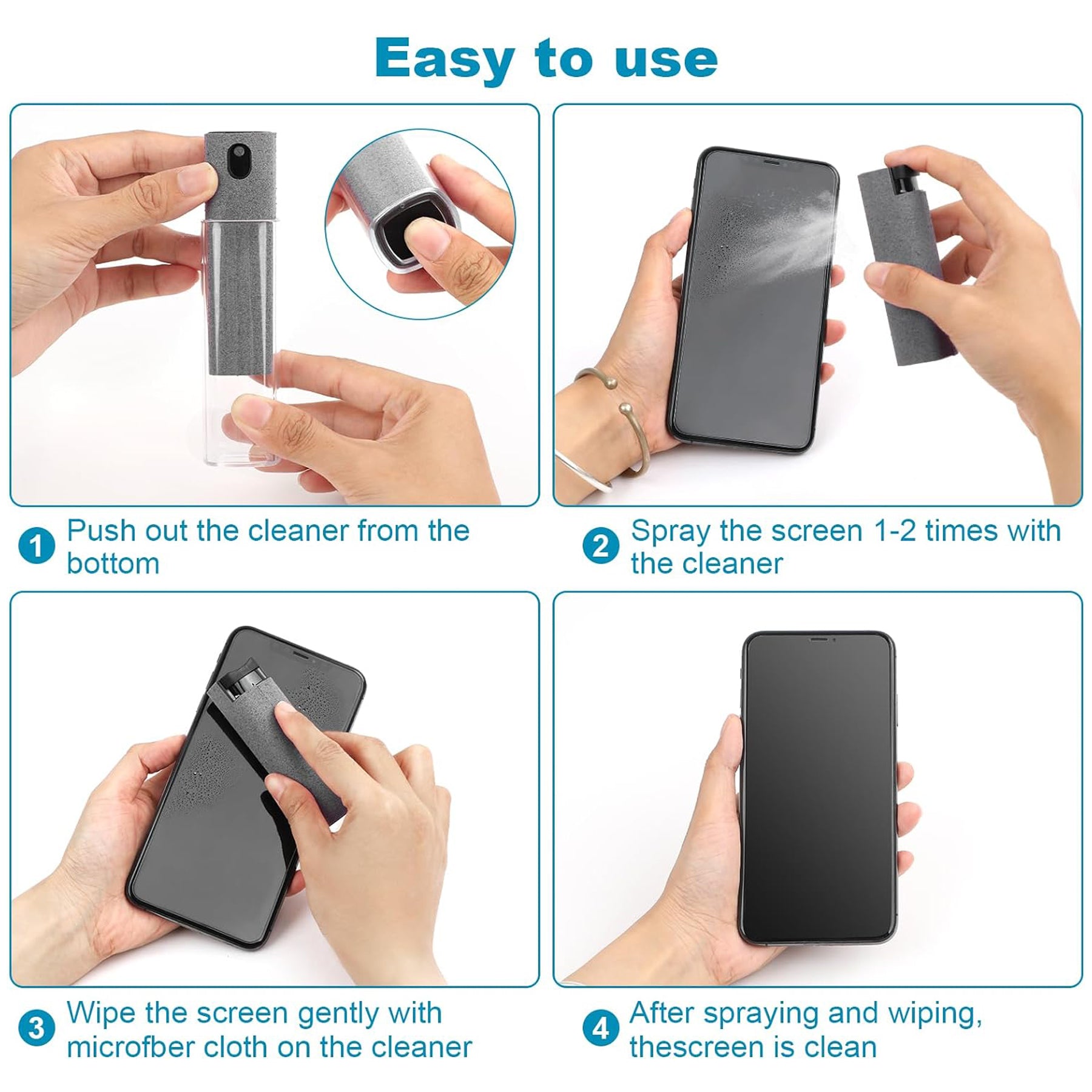 Spray & Swipe Antimicrobial Microfiber Screen Cleaner