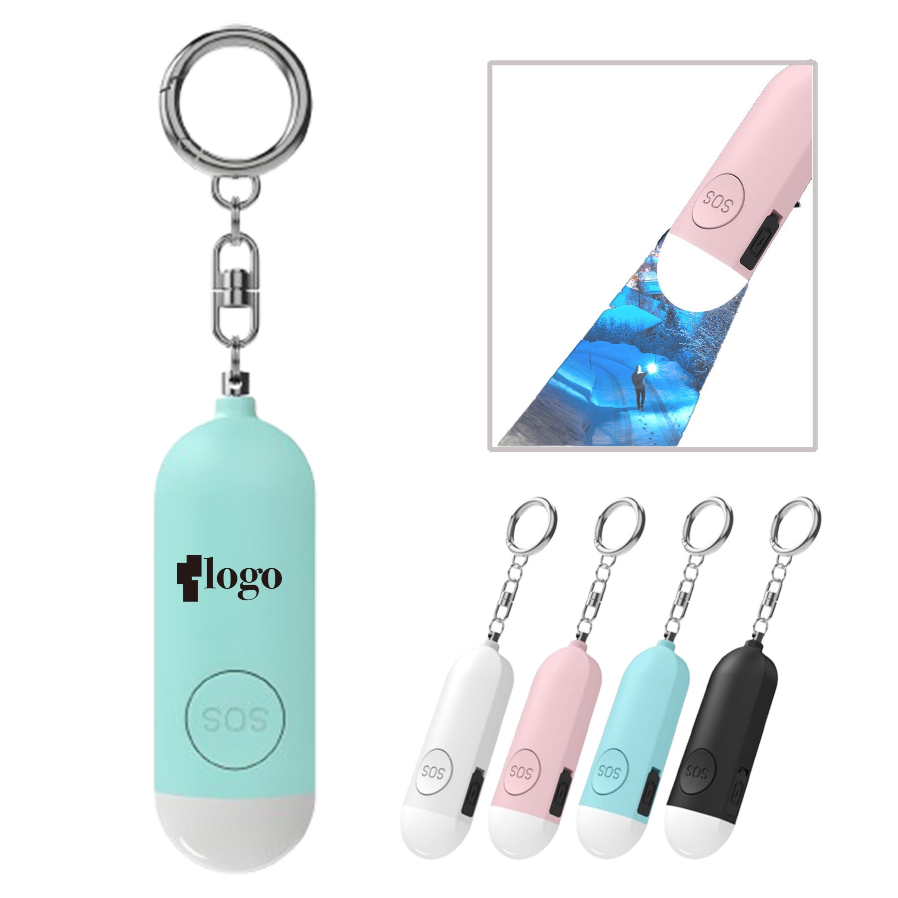 130dB Rechargeable Safesound Security Alarm Keychain