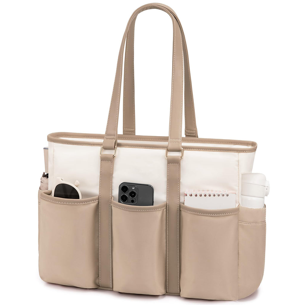 Teacher Tote Laptop Bag Large Cup Holder Multi Pocket Purse