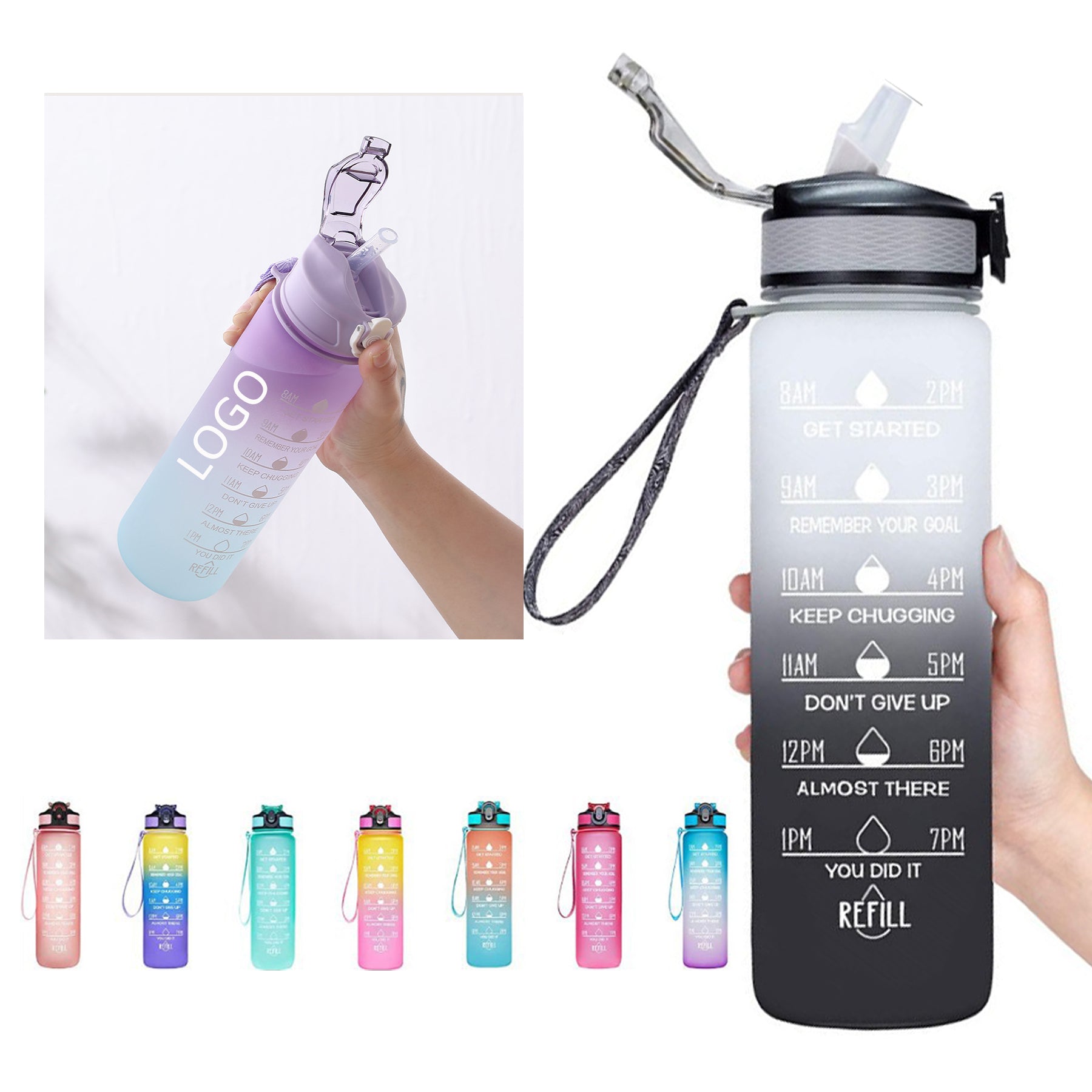32 Oz Water Bottles With Times And Straw