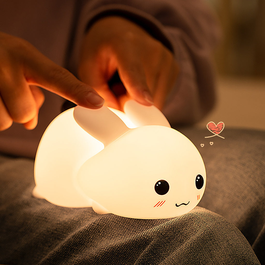 Rechargeable Seven Color Dimming Bunny Silicone Night Light