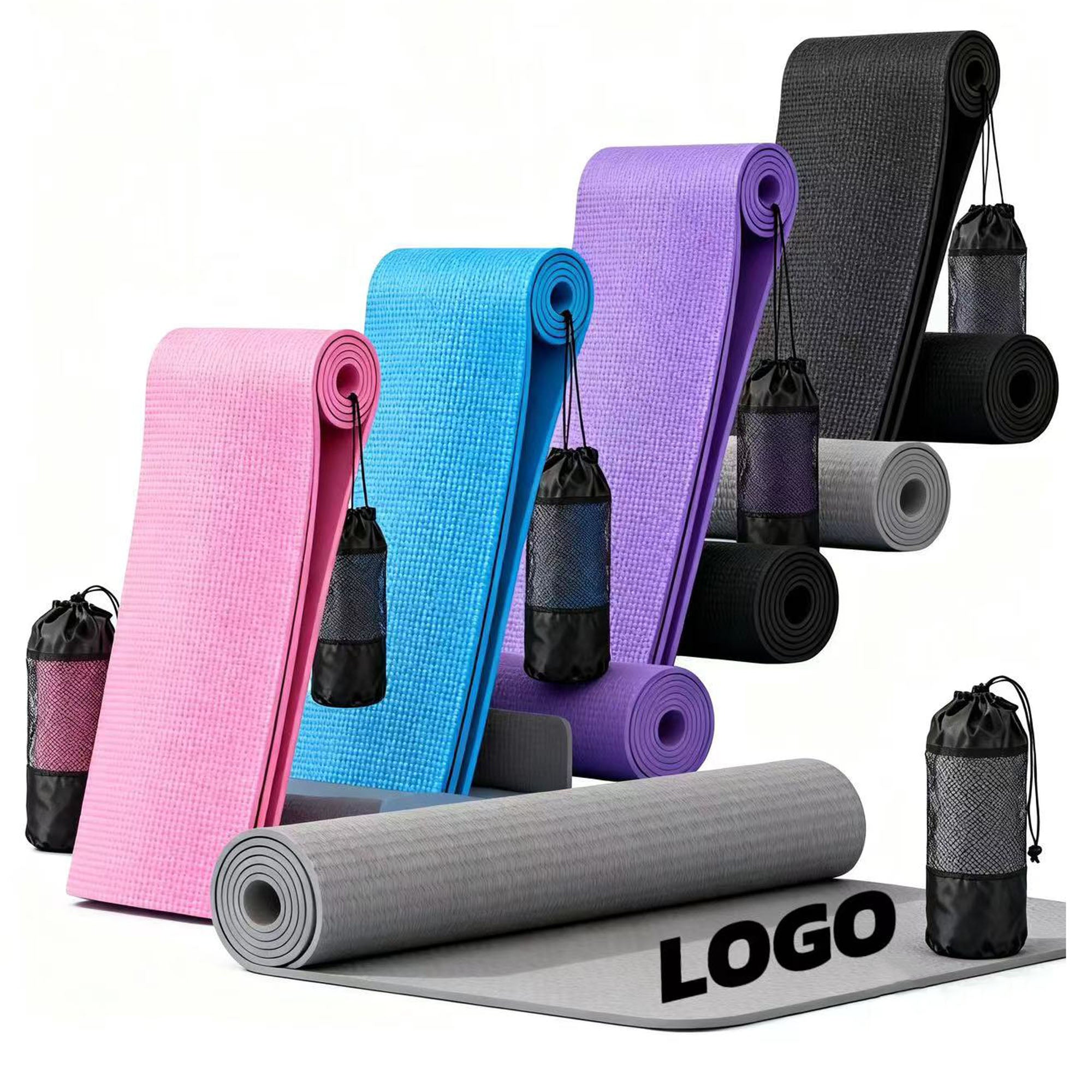 8mm Thick Anti Slip Yoga Mat With Mesh Bag