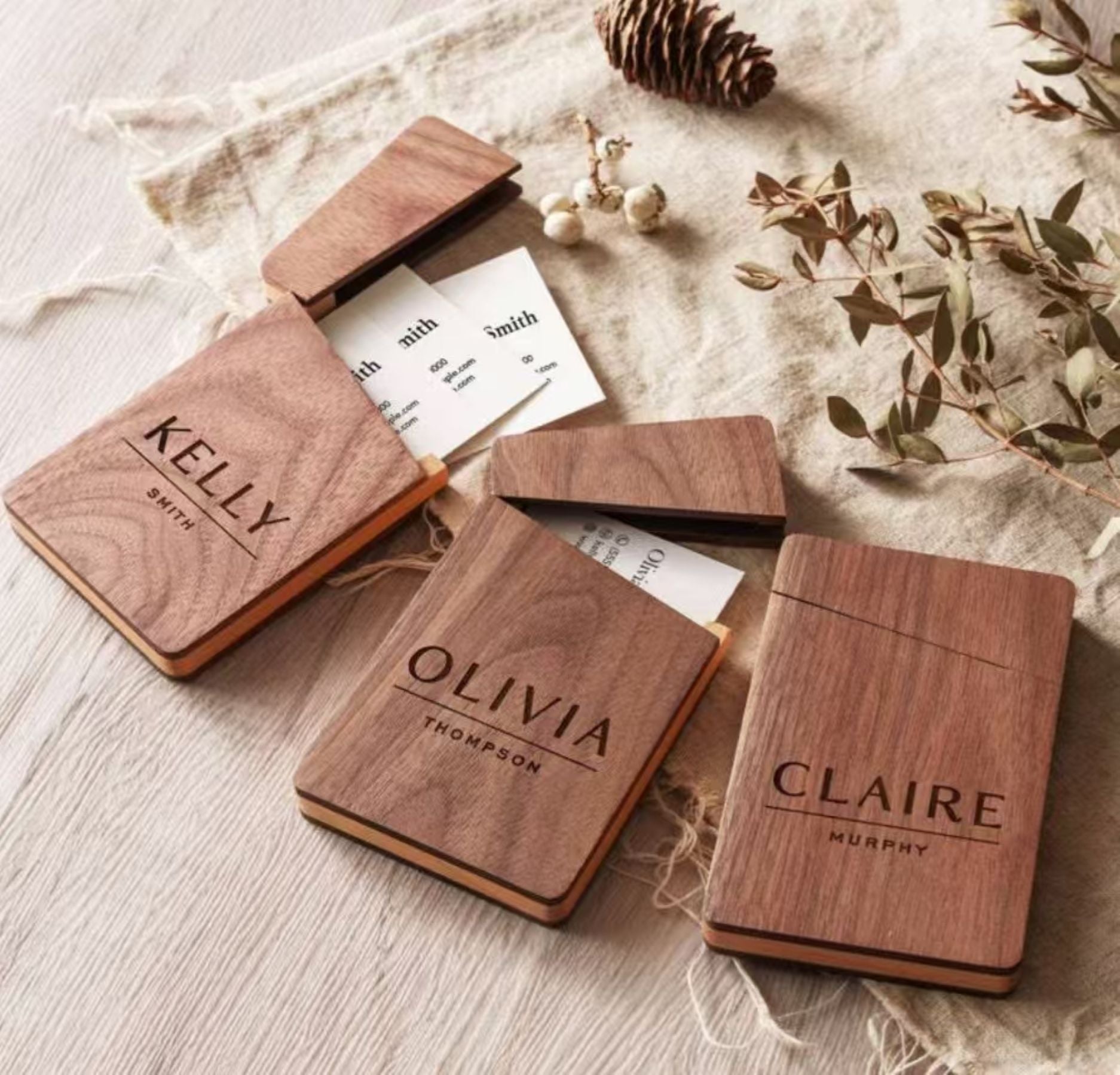 Black Walnut Portable Business Card Holder