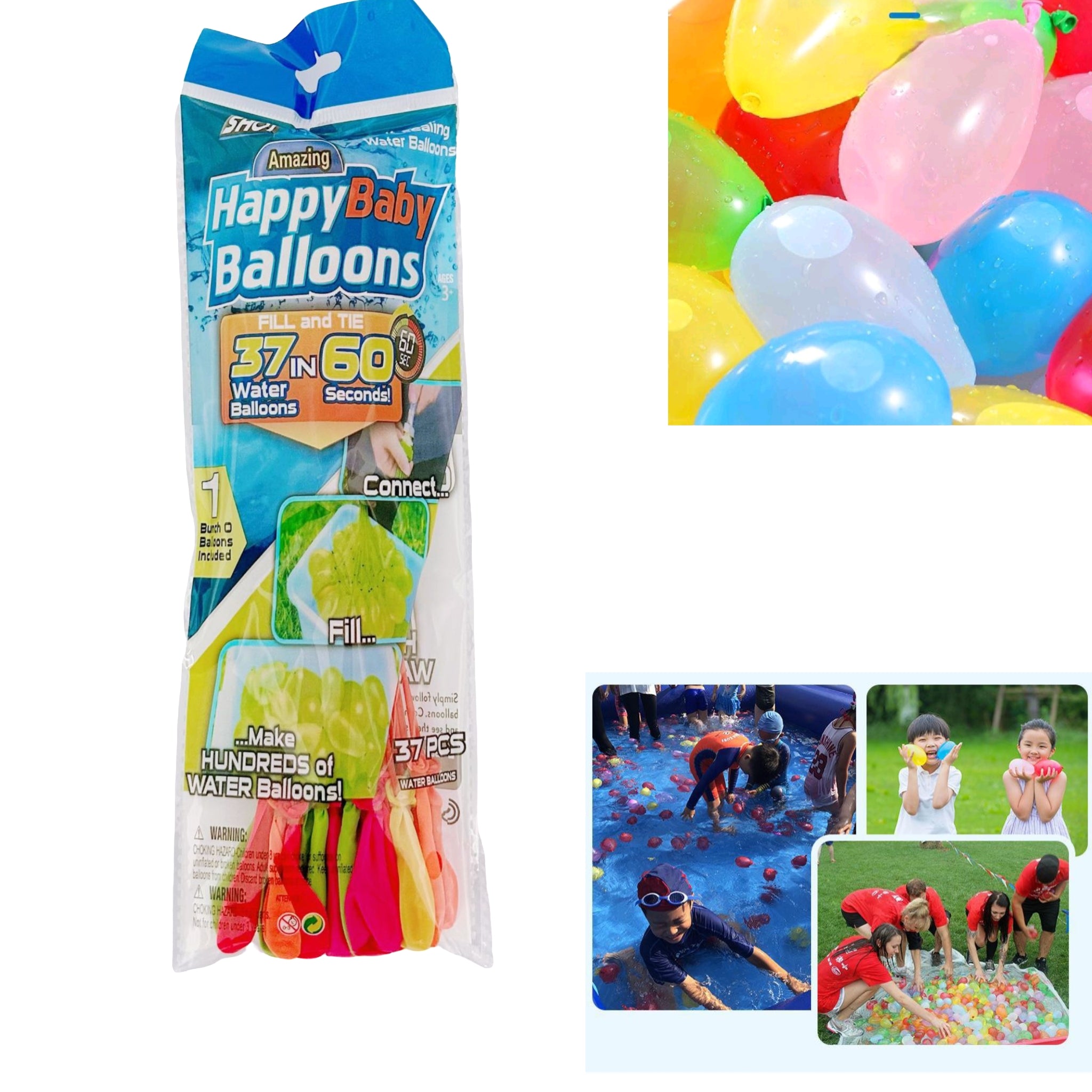 Self Sealing Water Balloons Fast Fill Splash Battle Toys