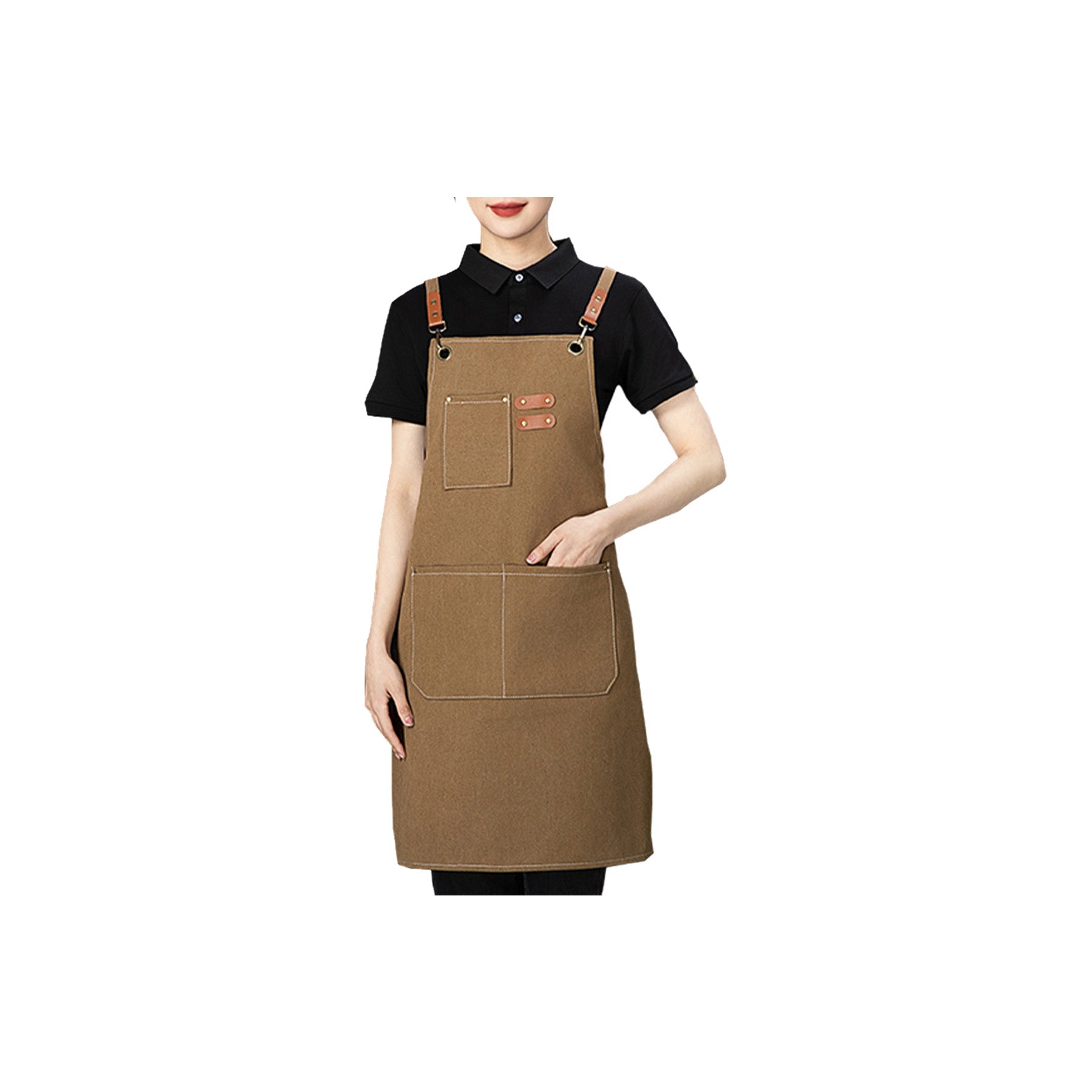 Durable Canvas Apron With Adjustable Straps And Pockets
