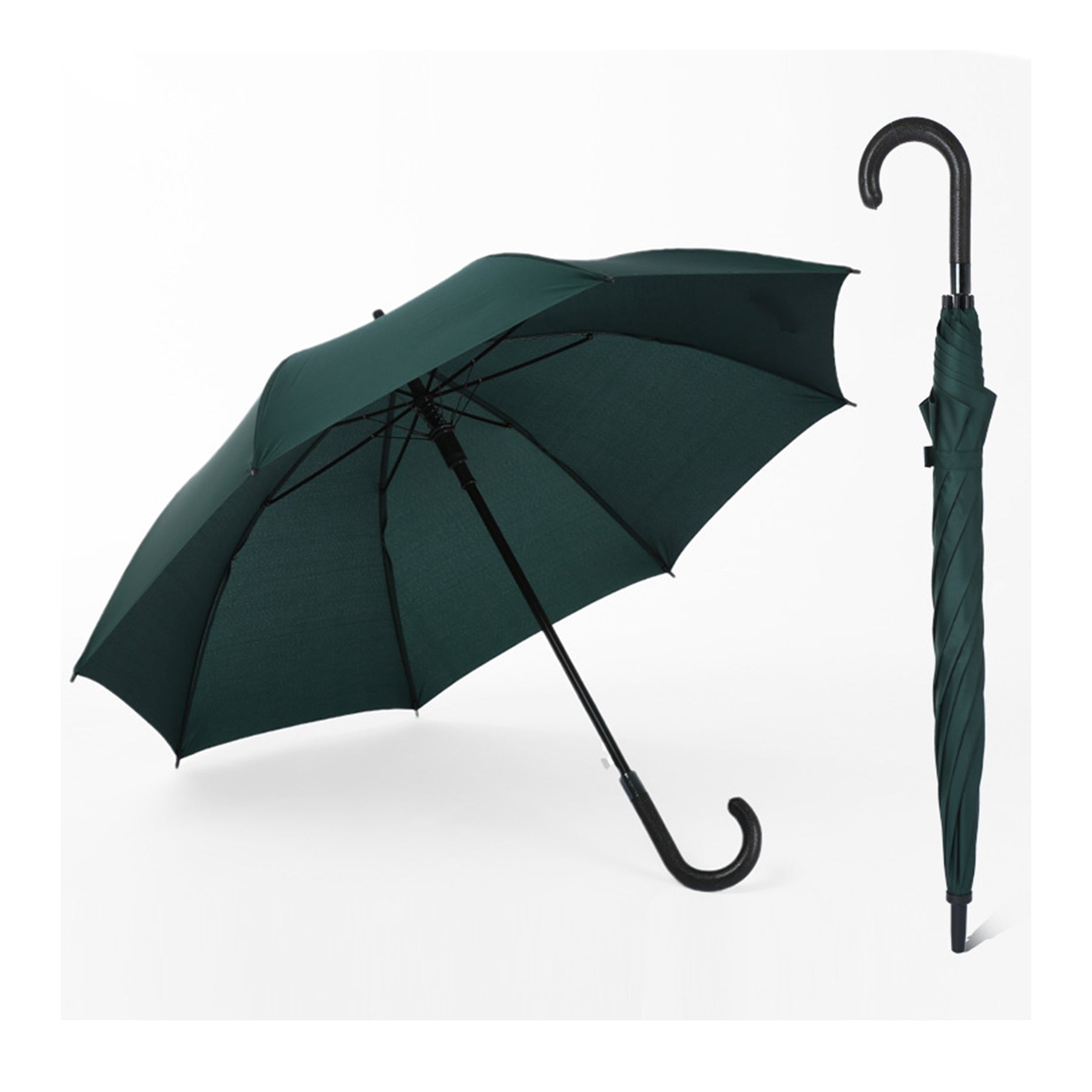 Executive Umbrella With Curved Faux Leather Handle