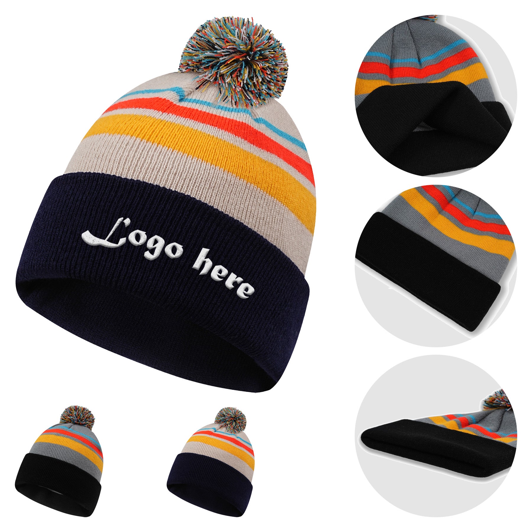 Acrylic Knit Cuffed Beanie Cap