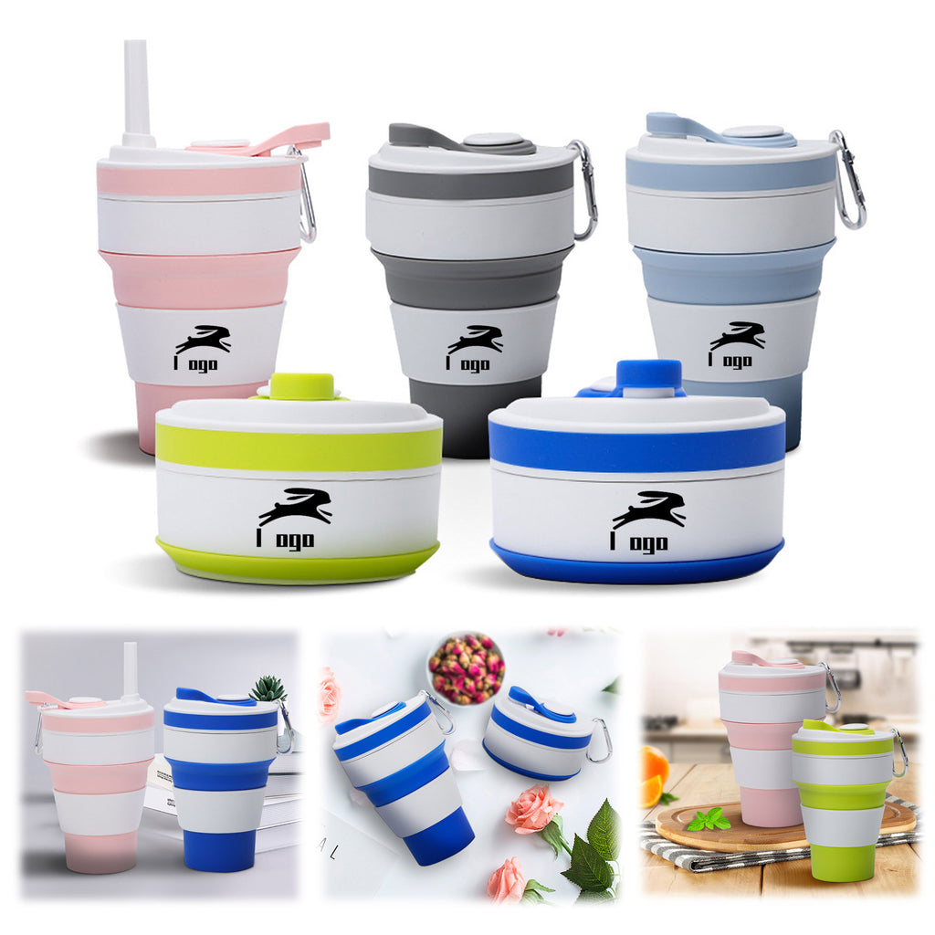 12Oz Silicone Coffee Cup W/ Straw Lid