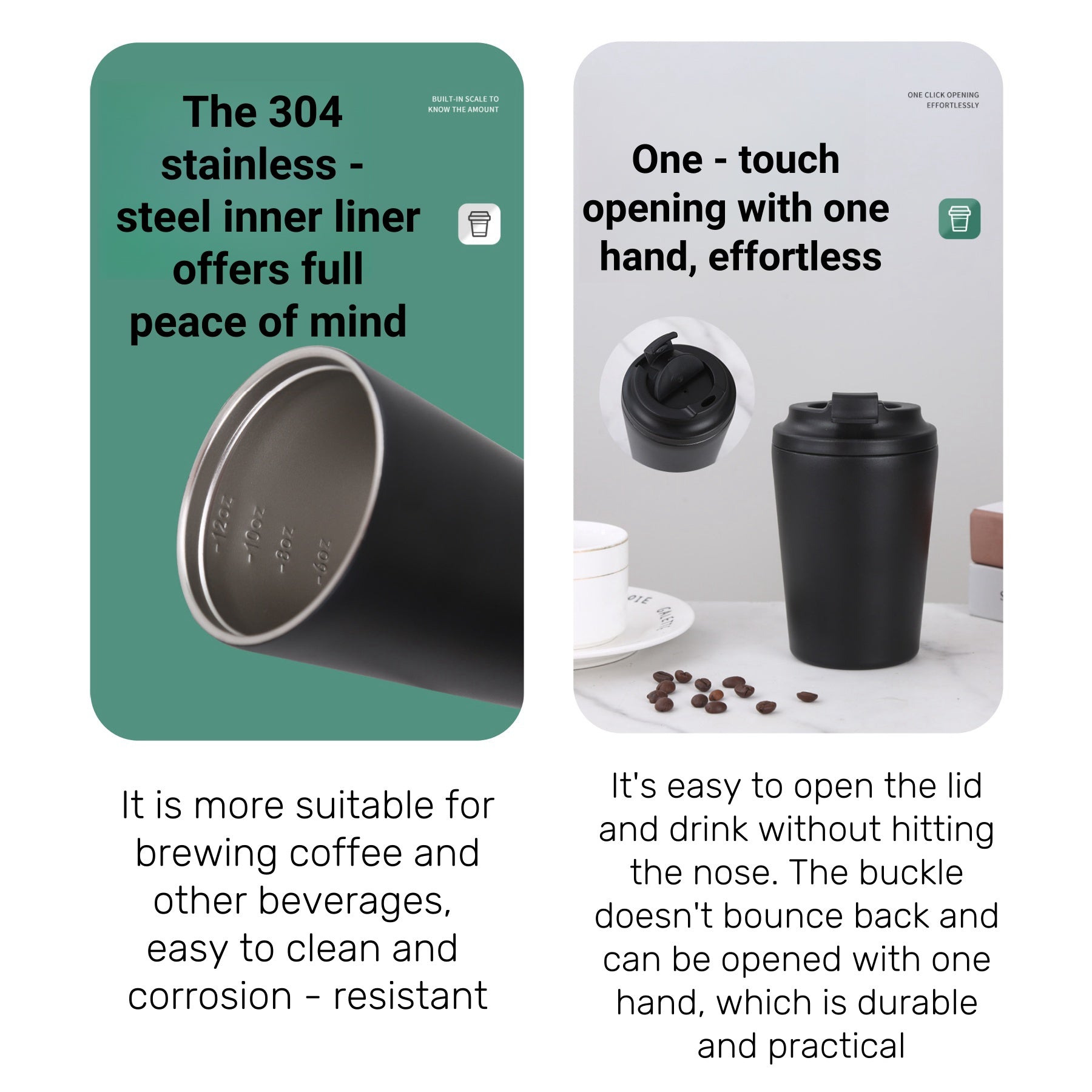 12 - Ounce Stainless Steel Coffee Cup