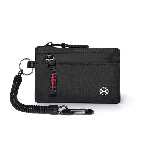 Anti - Theft Card - carrying Coin Pouch with Keychain