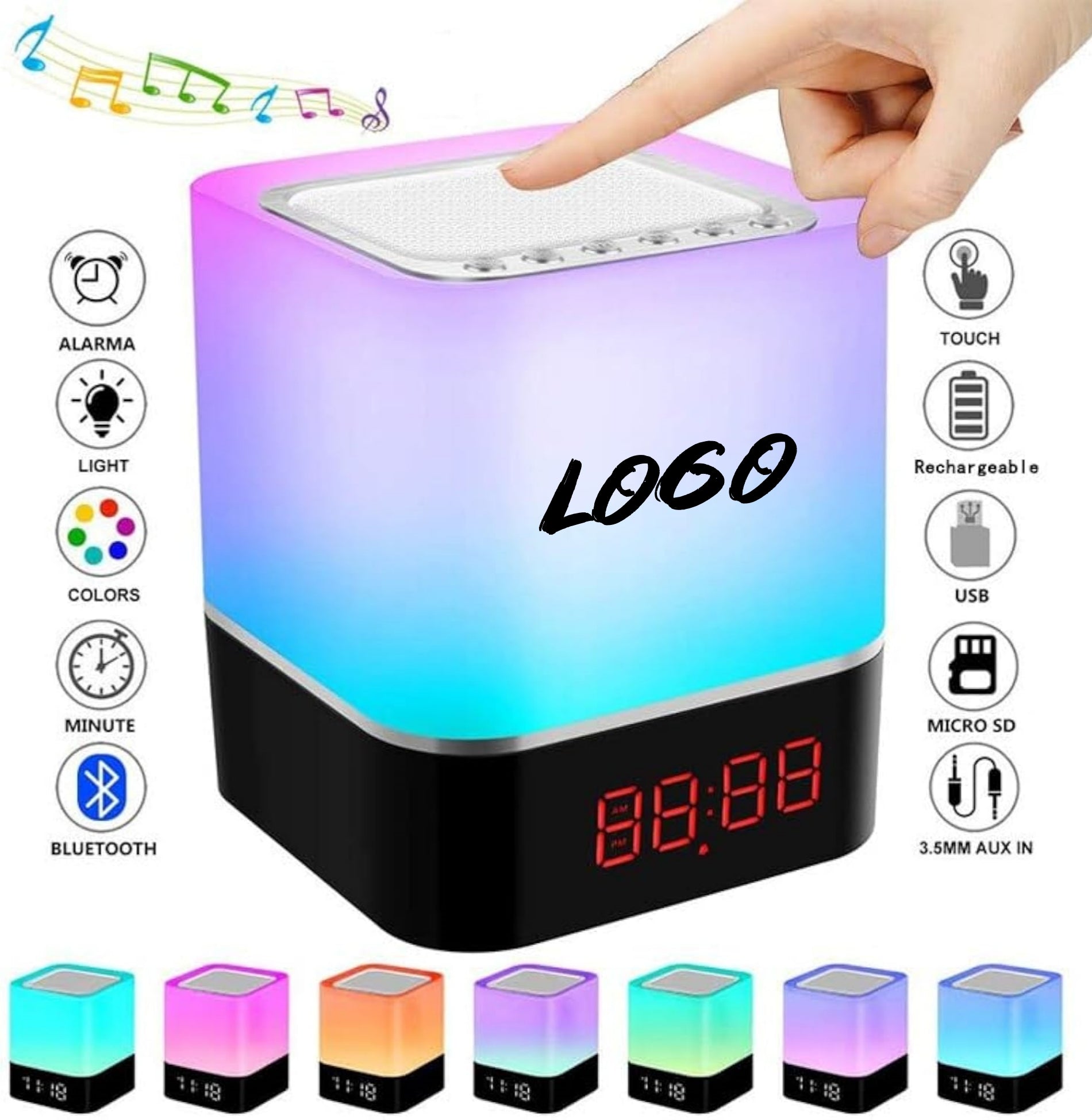 Led Color Light Portable Bluetooth Wireless Speaker
