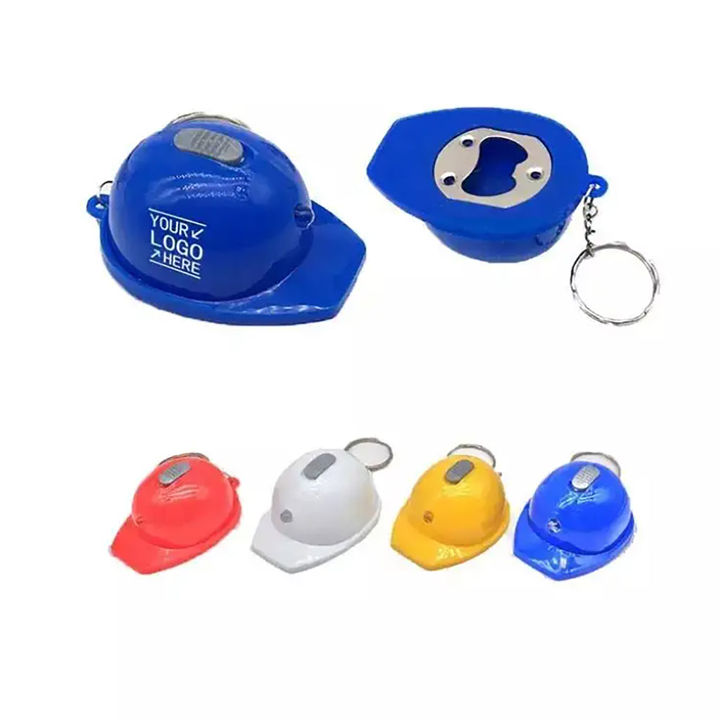 Mini Led Helmet Plastic Keychain Bottle Opener