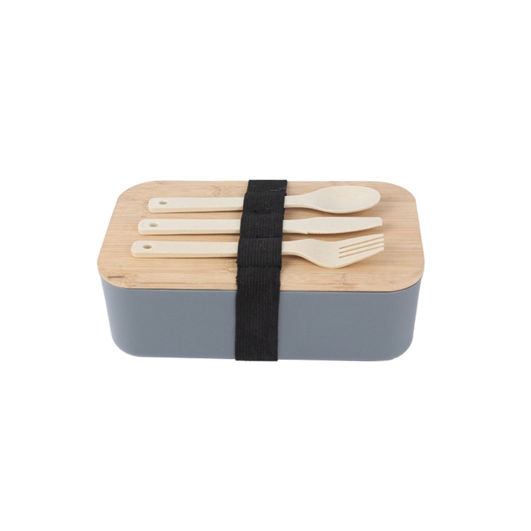 Wheat Straw Lunch Box With Nature Bamboo Lid And Utensils