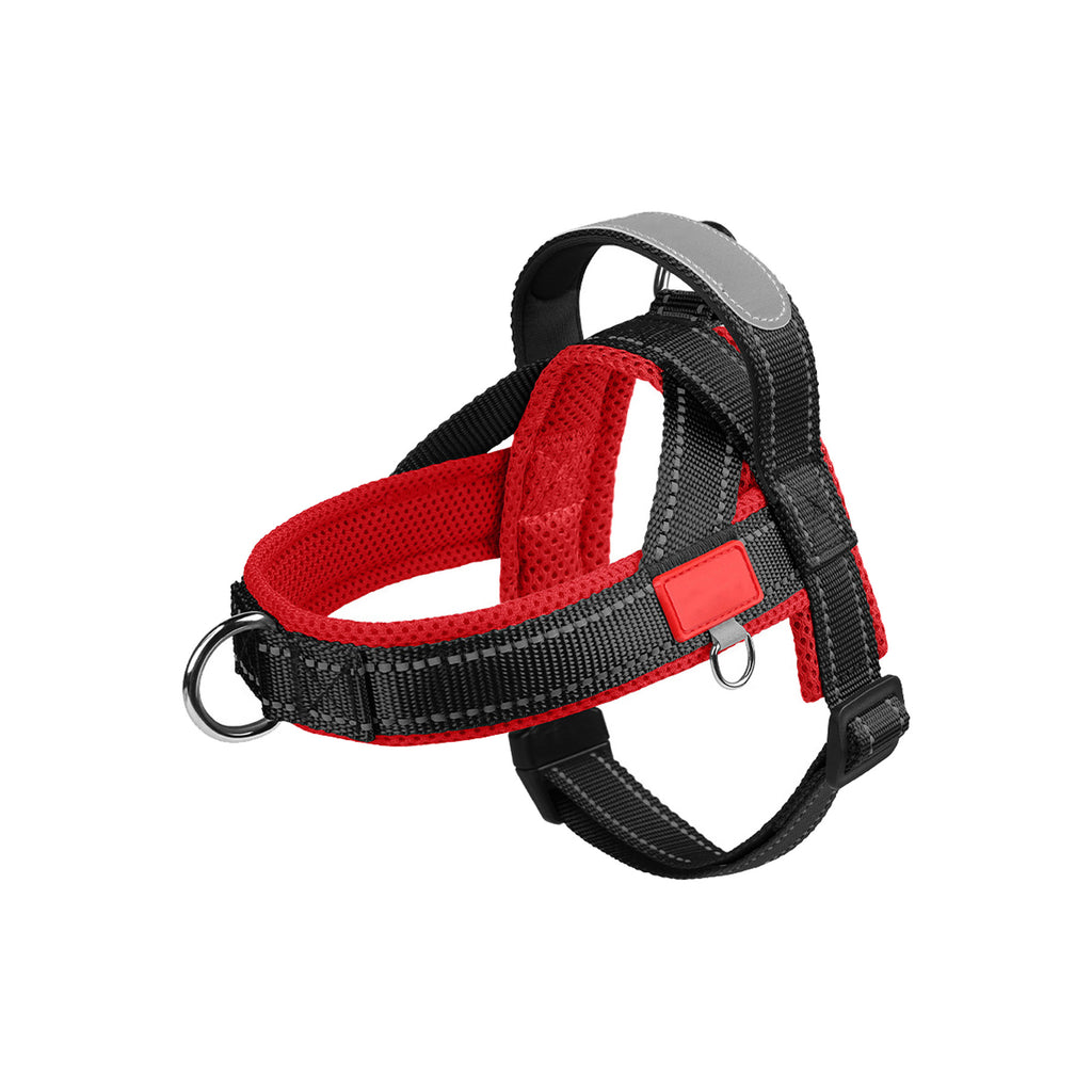 Tricolor Color-Block Wide No-Choke Saddle-Style Dog Harness