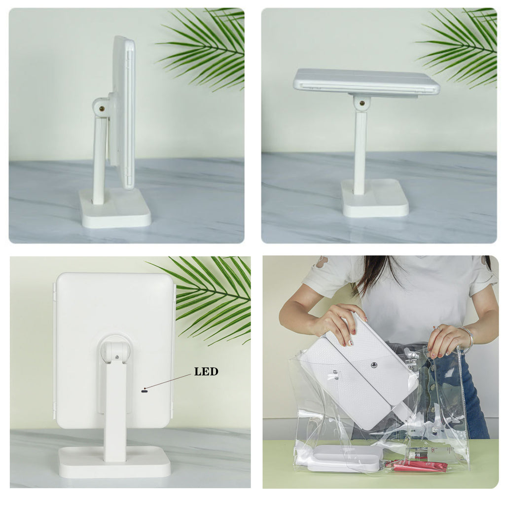 Rechargeable Travel Makeup Mirror With 3X 2X Magnification