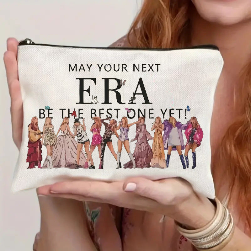 Linen Double-Sided Printed Zipper Bag/Cosmetic Bag