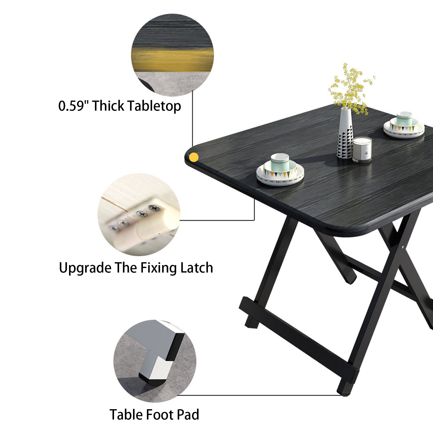 Wood Grain Folding Square Table