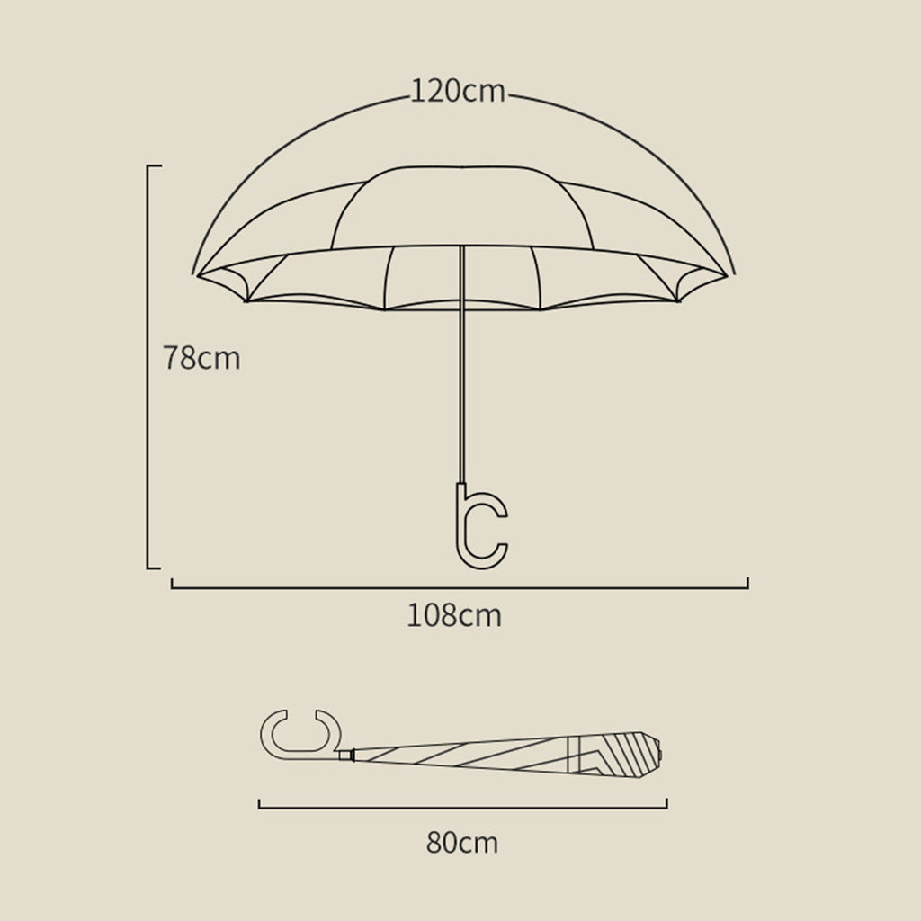 C Shaped Handle Reverse Folding Windproof Umbrella