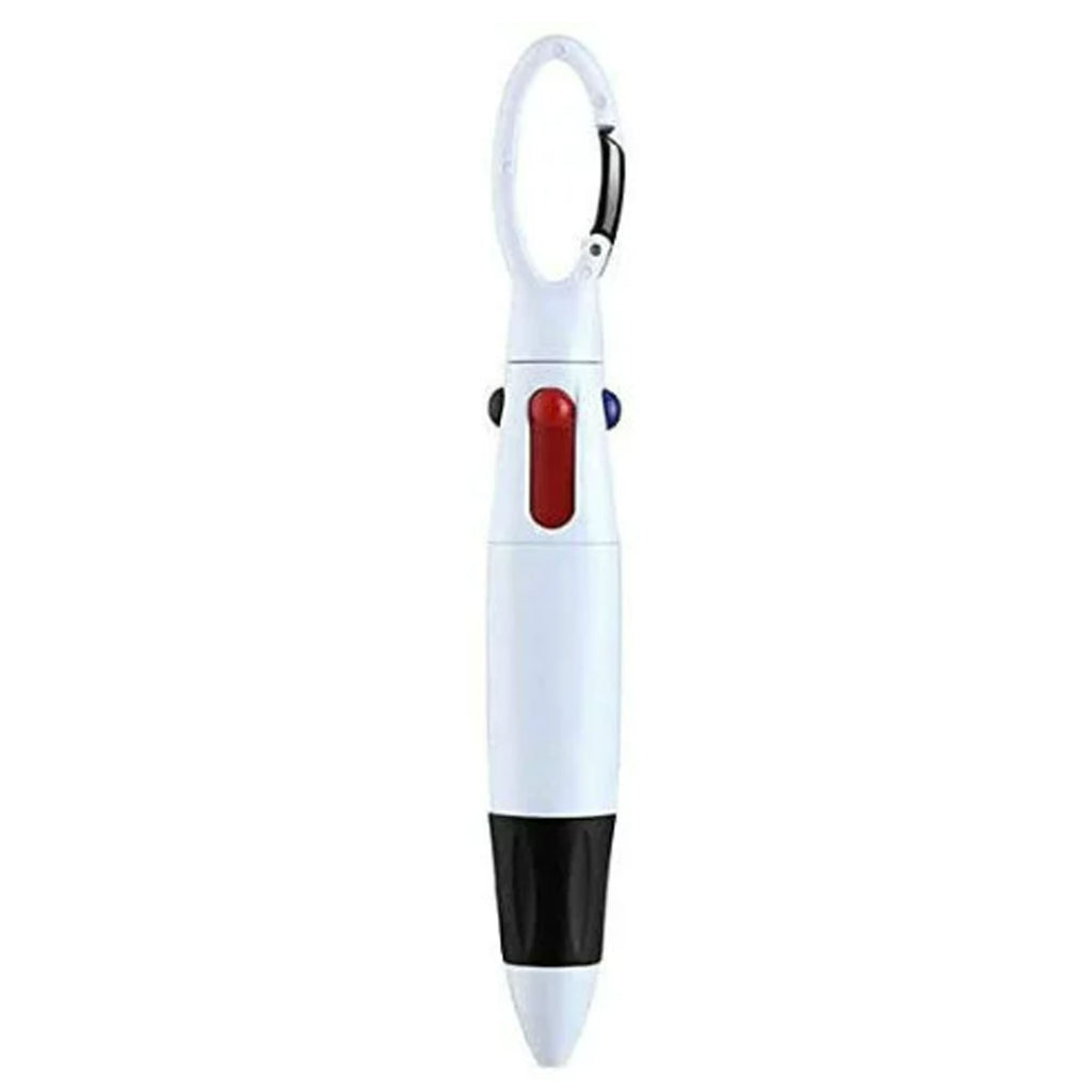 4 Color Retractable Ballpoint Pen with Carabiner Clip