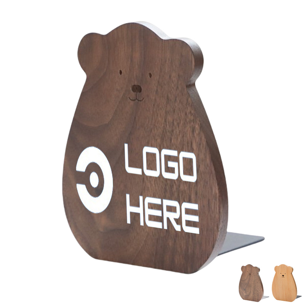 Bear Shape Black Walnut Wood Bookend Holder