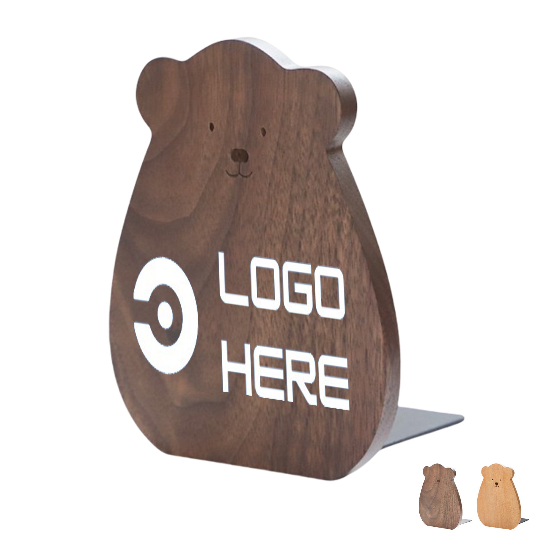 Bear Shape Black Walnut Wood Bookend Holder