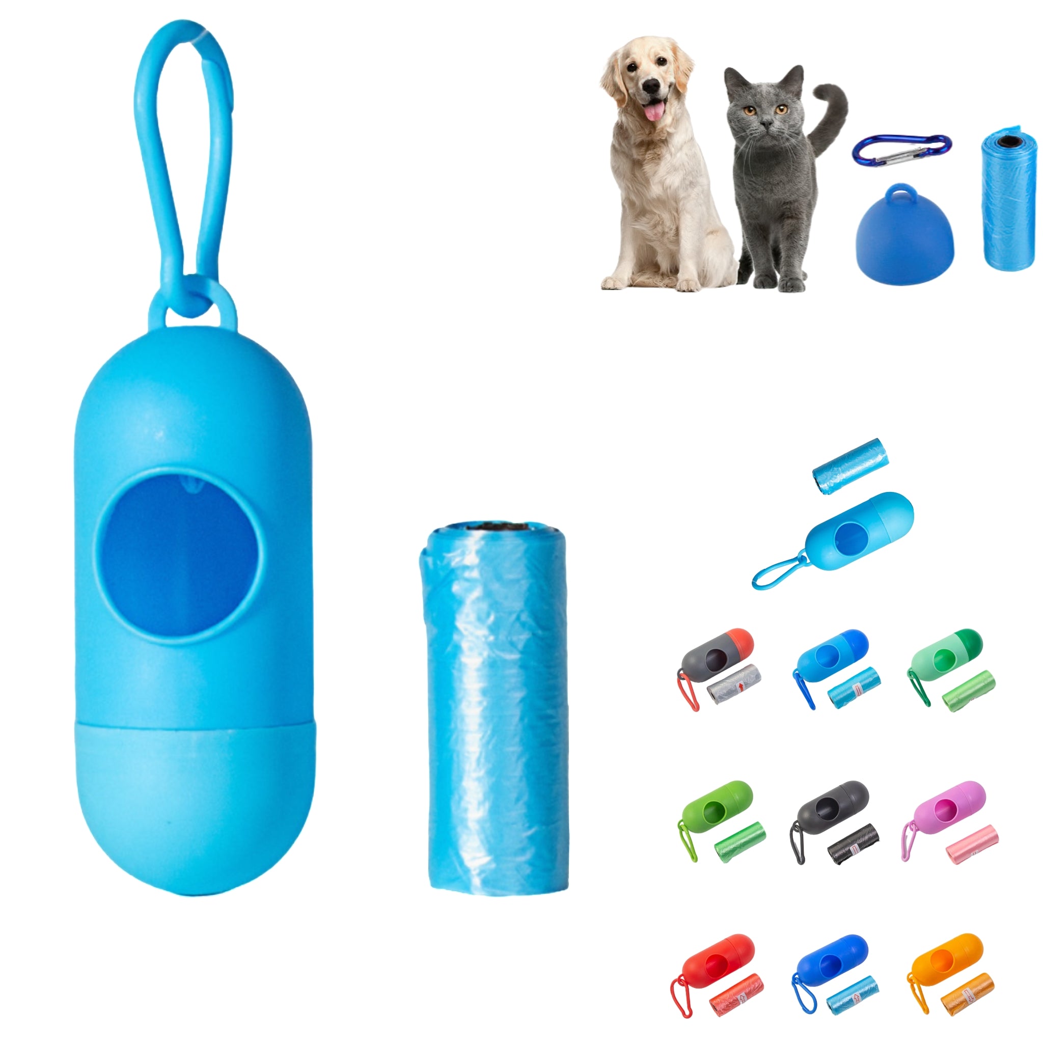 Pet Poop Bag Dispenser Portable Outdoor Dog Walks Leash Clip