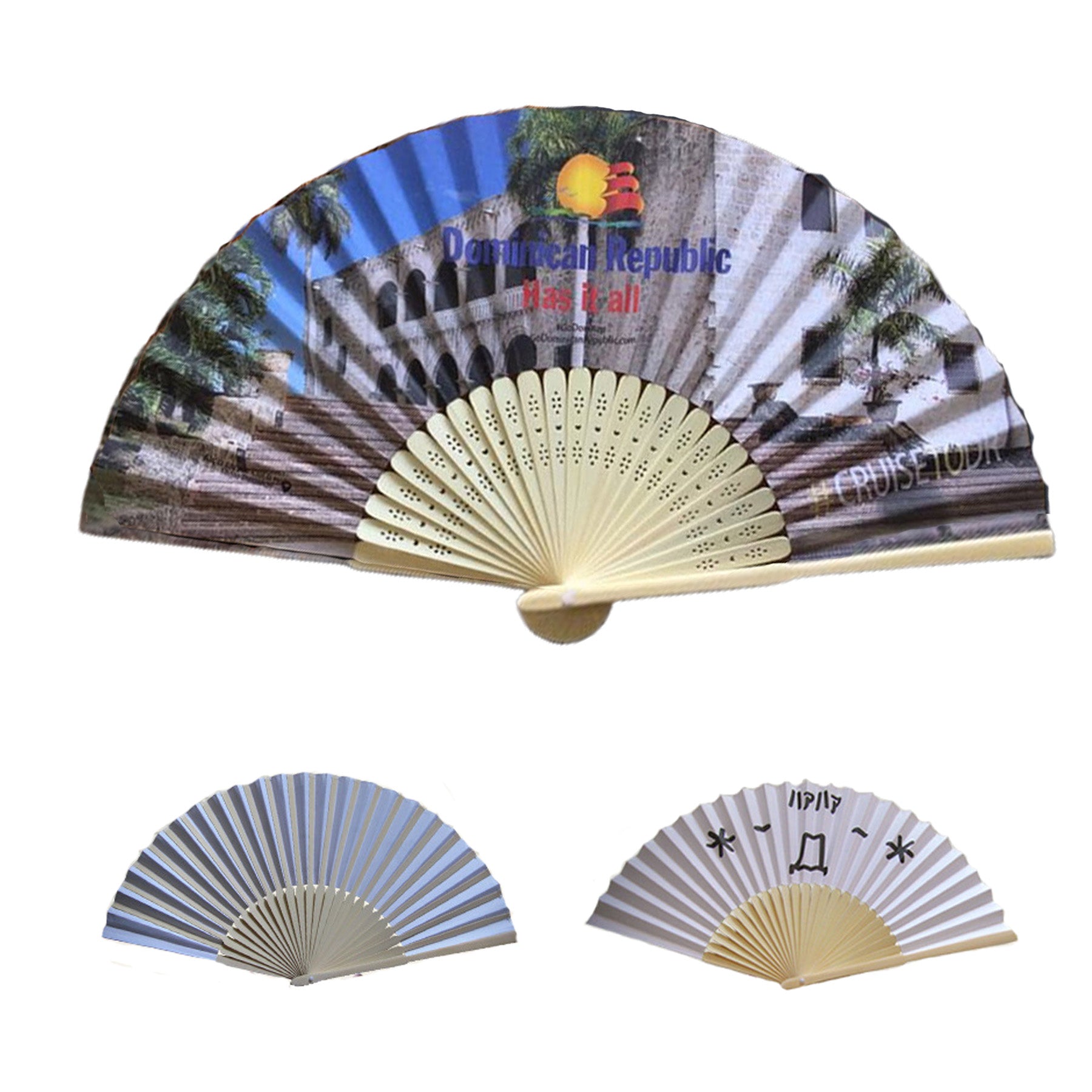 Custom Paper Folding Fan with Bamboo Handle