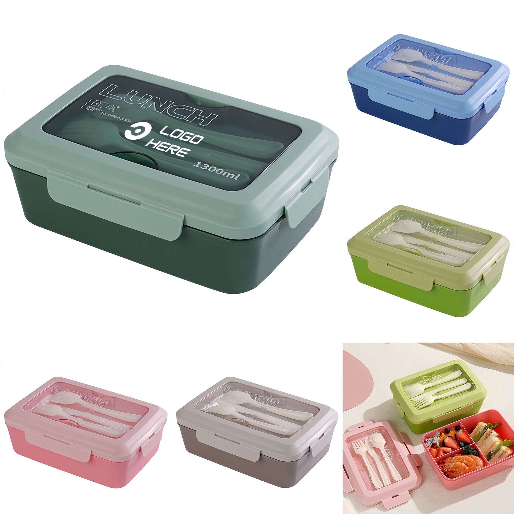 Compartmental Lunch Set With Utensils