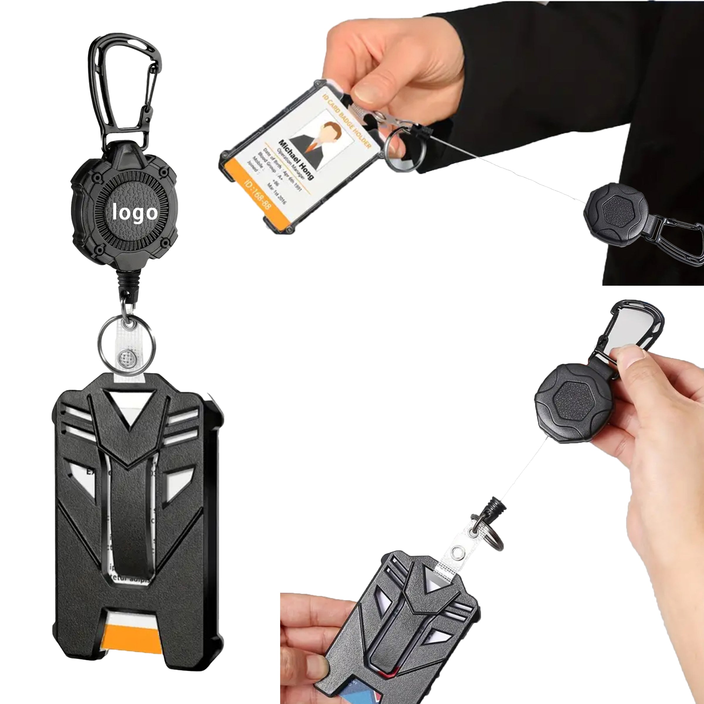 Work Badge Card Retractable Keychain Holder