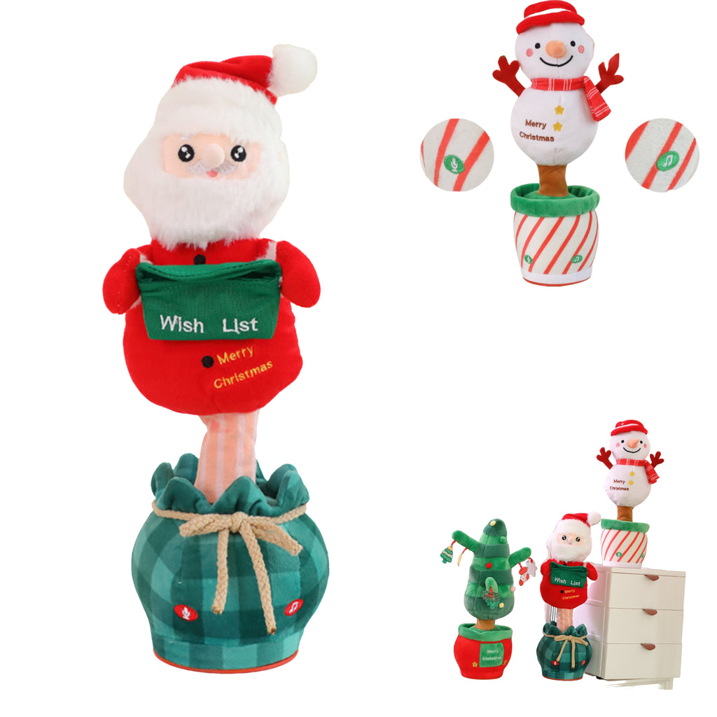 New 2025 Xmas Plush Sing Talk Record Santa Tree Gift