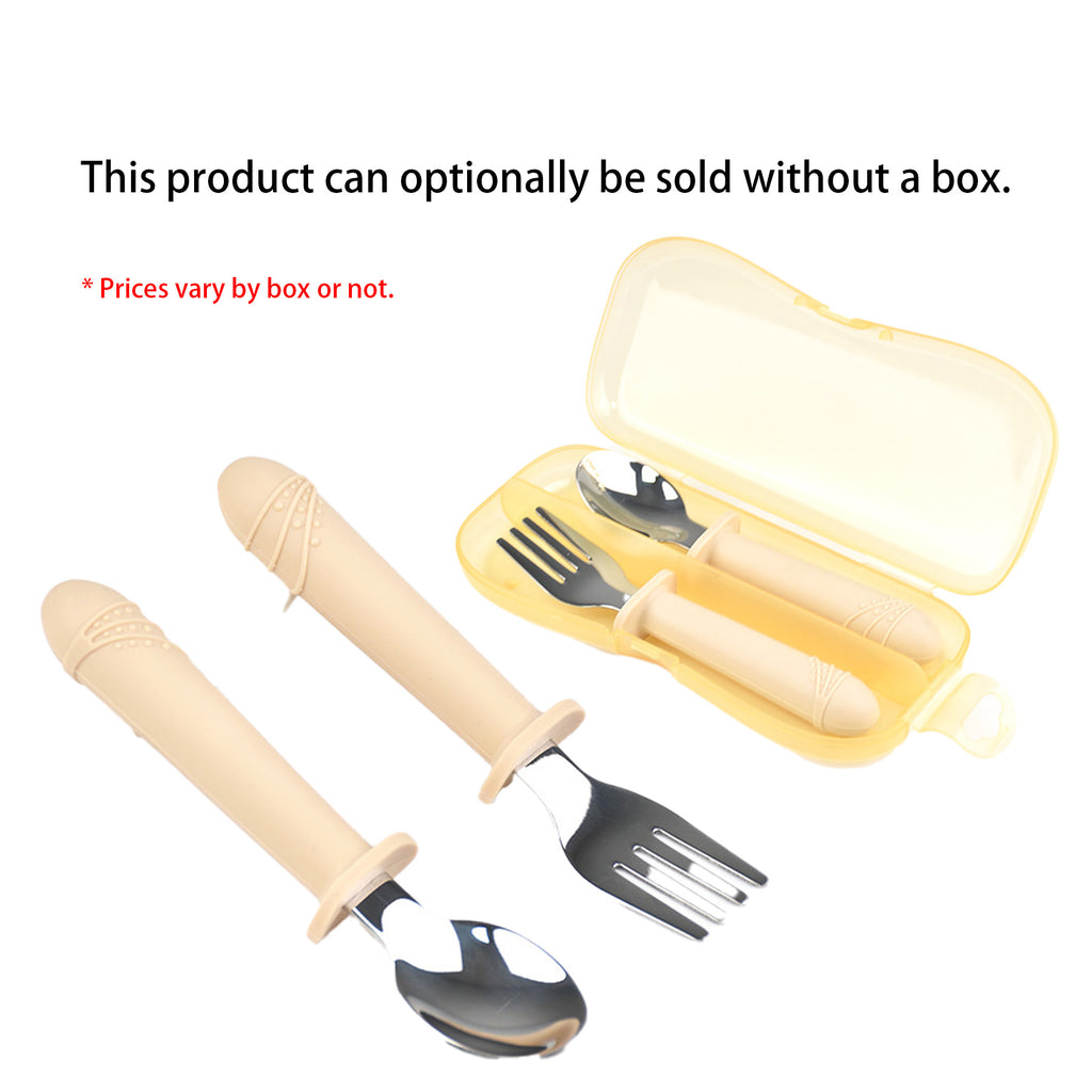 Fork And Spoon Set With Silicone Handle