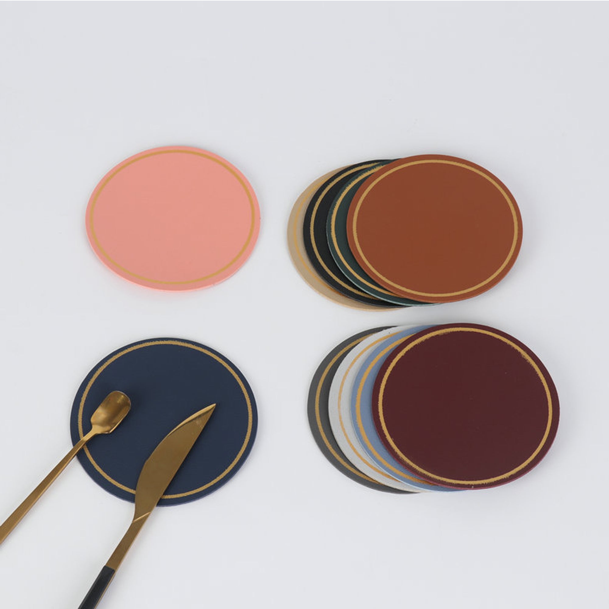 Gold Rim Round Insulated Coffee Coaster