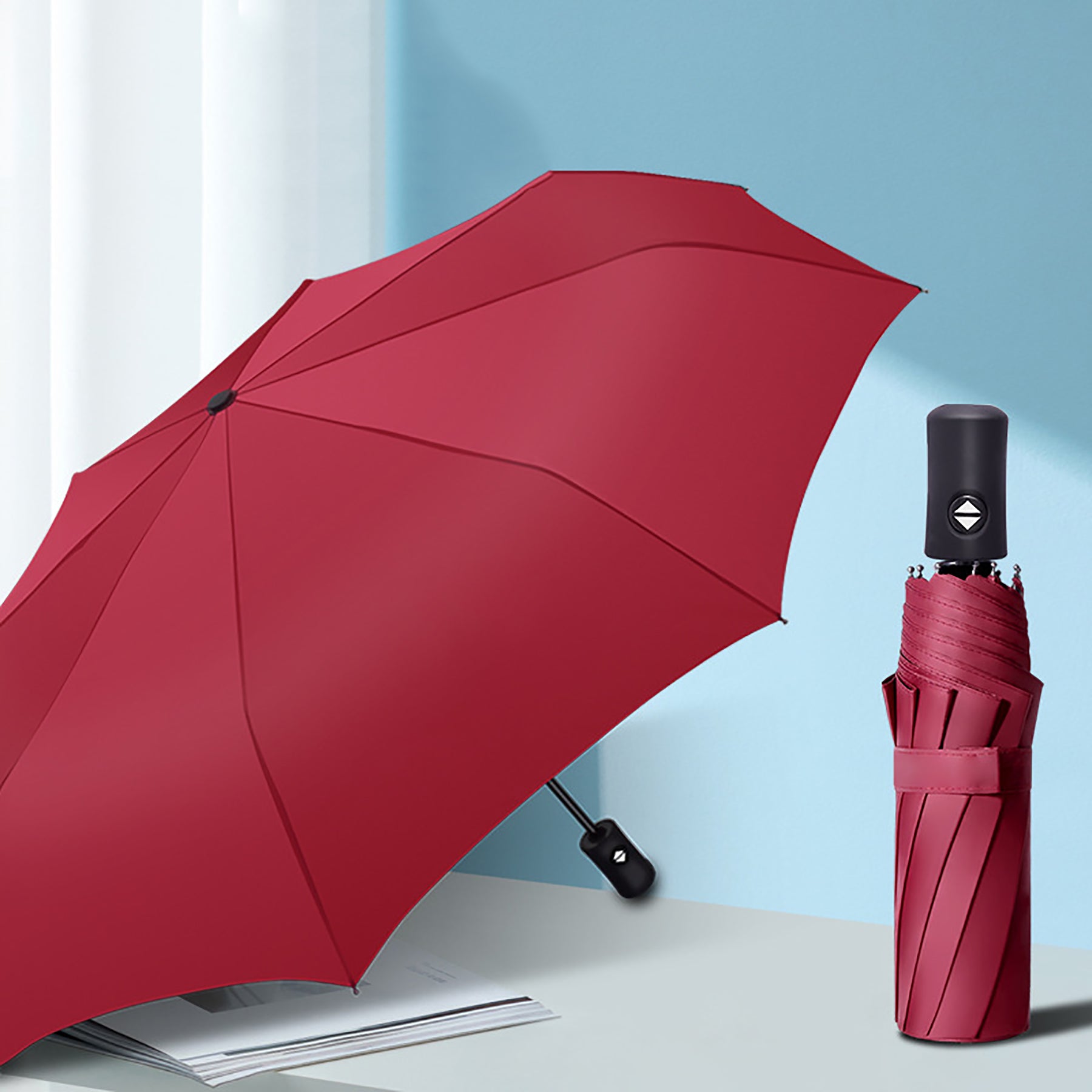 8 Ribs Portable Automatic Light Folding Rain Umbrella