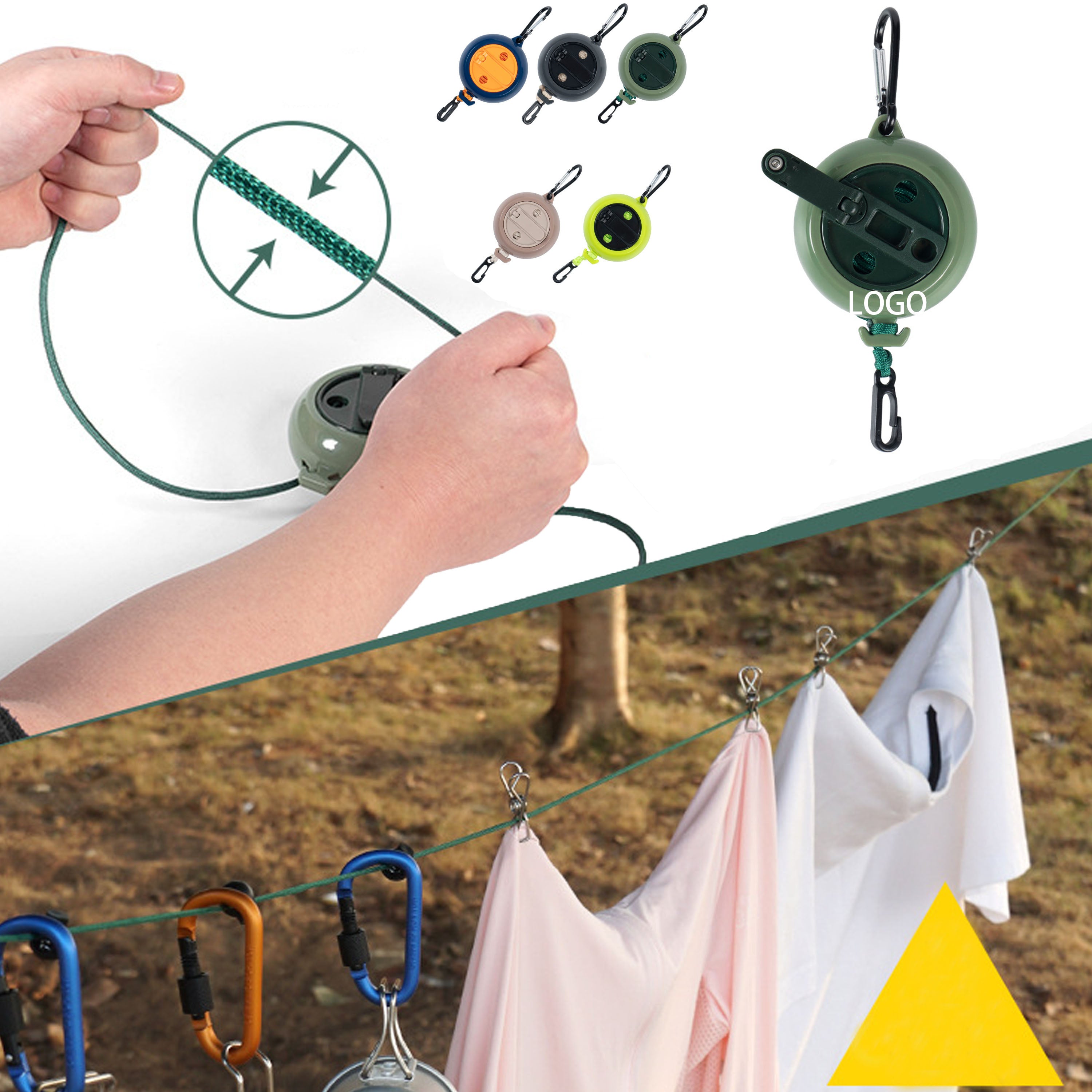 Portable Mini Hand Crank No-Punch Clothesline