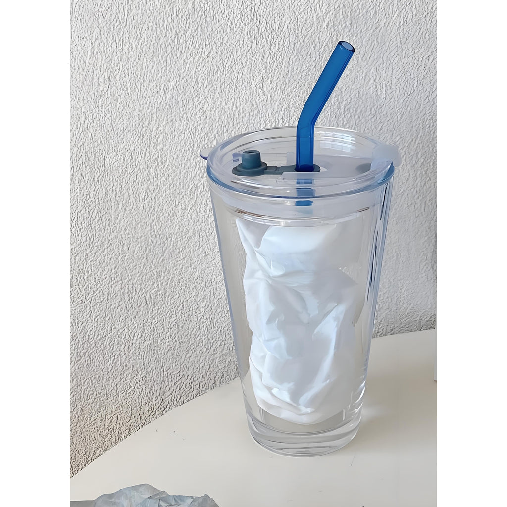 Straight Cylinder Straw Cup With Lid