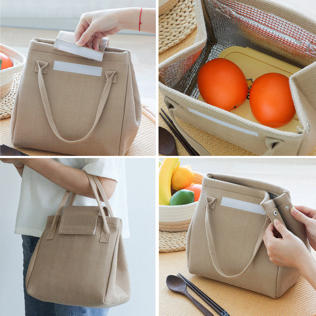 Jute Insulated Lunch Tote Bag