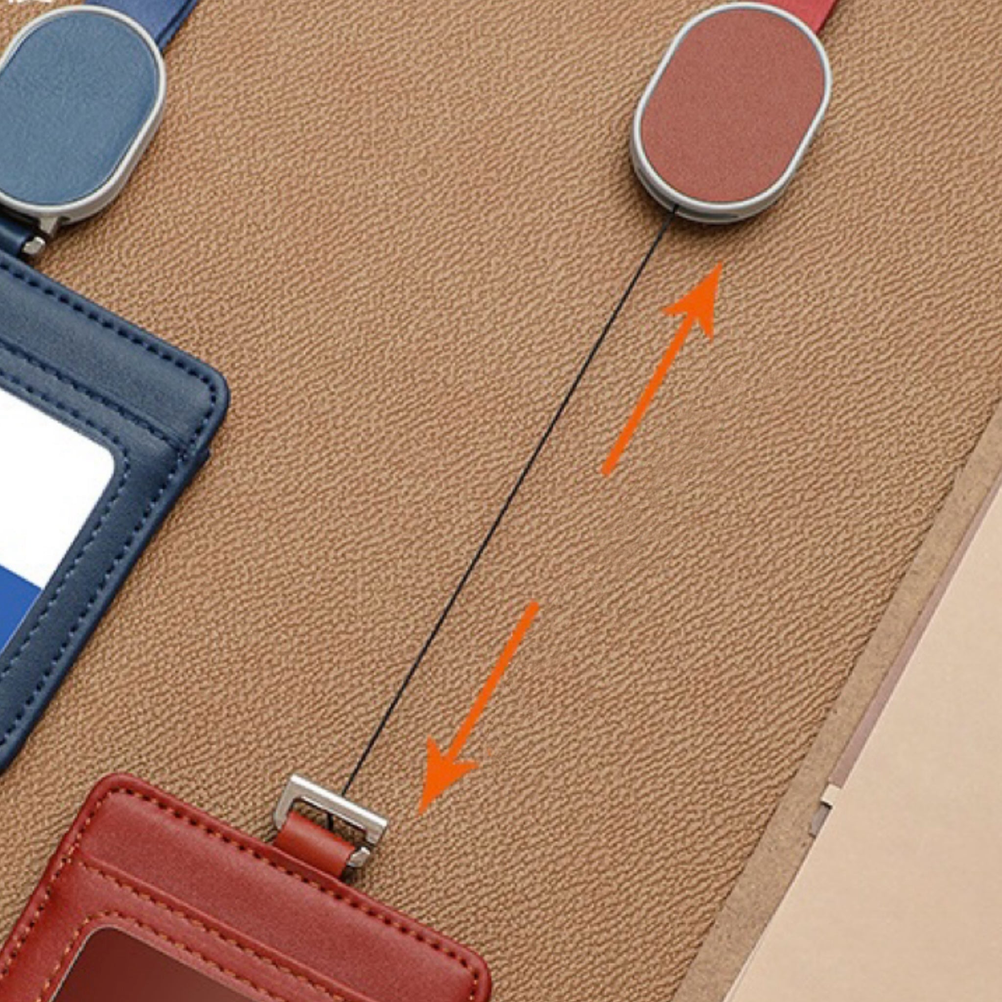 Leather ID Card Holder and Retractable Lanyard Set