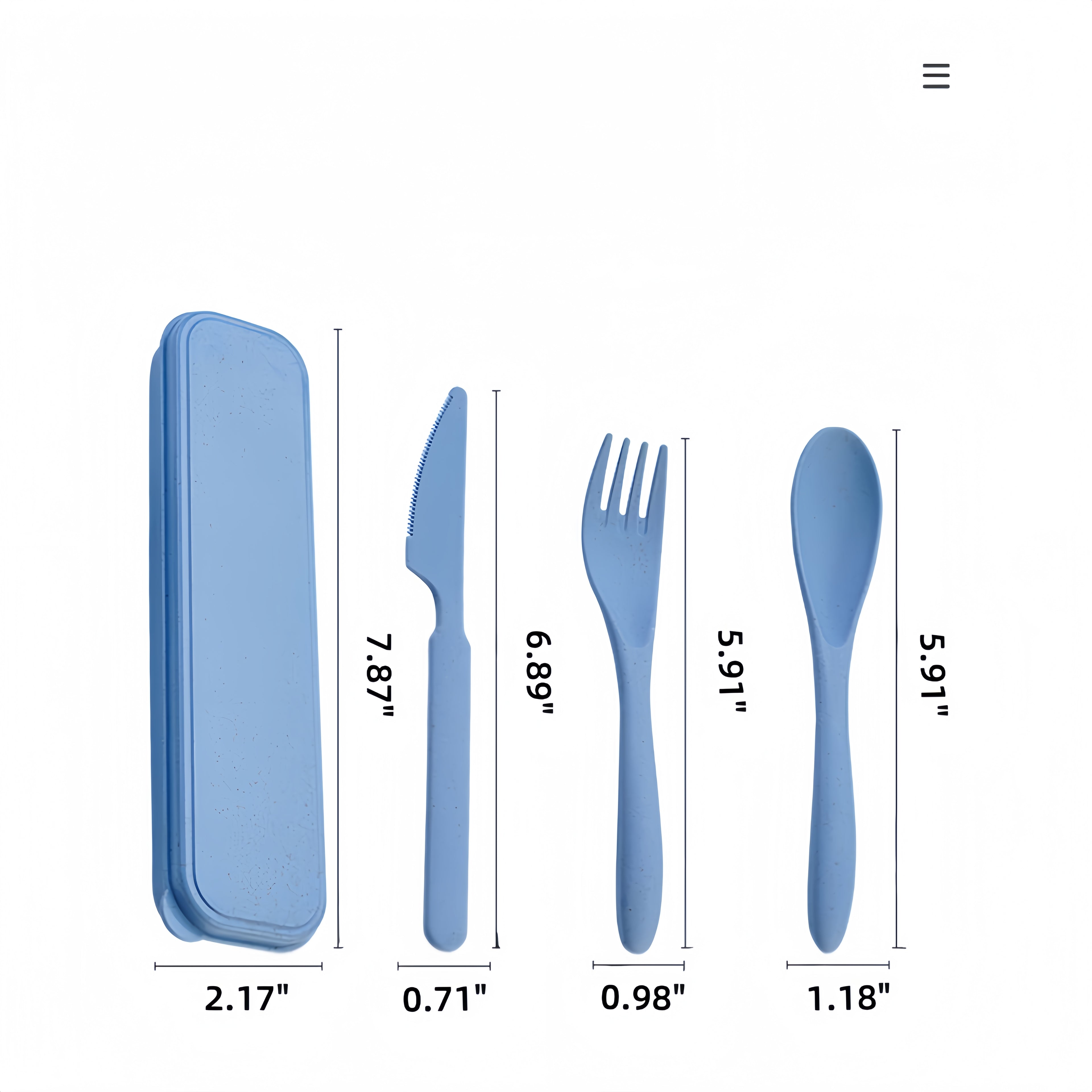 Colorful Portable Four-Piece Set Of Knife, Fork, Spoon And Their Case Made Of Pp Material