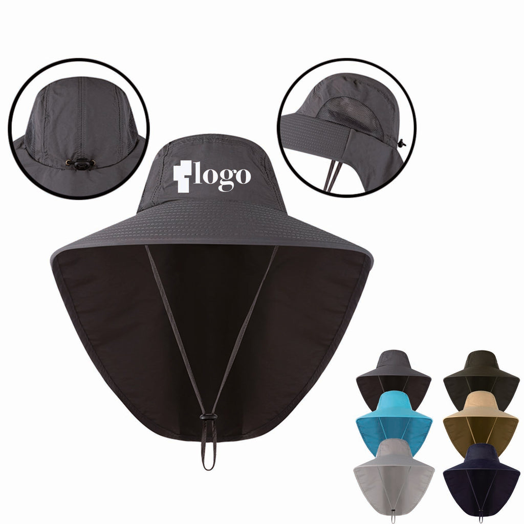 Wide Brim Sun Hat With Neck Flap