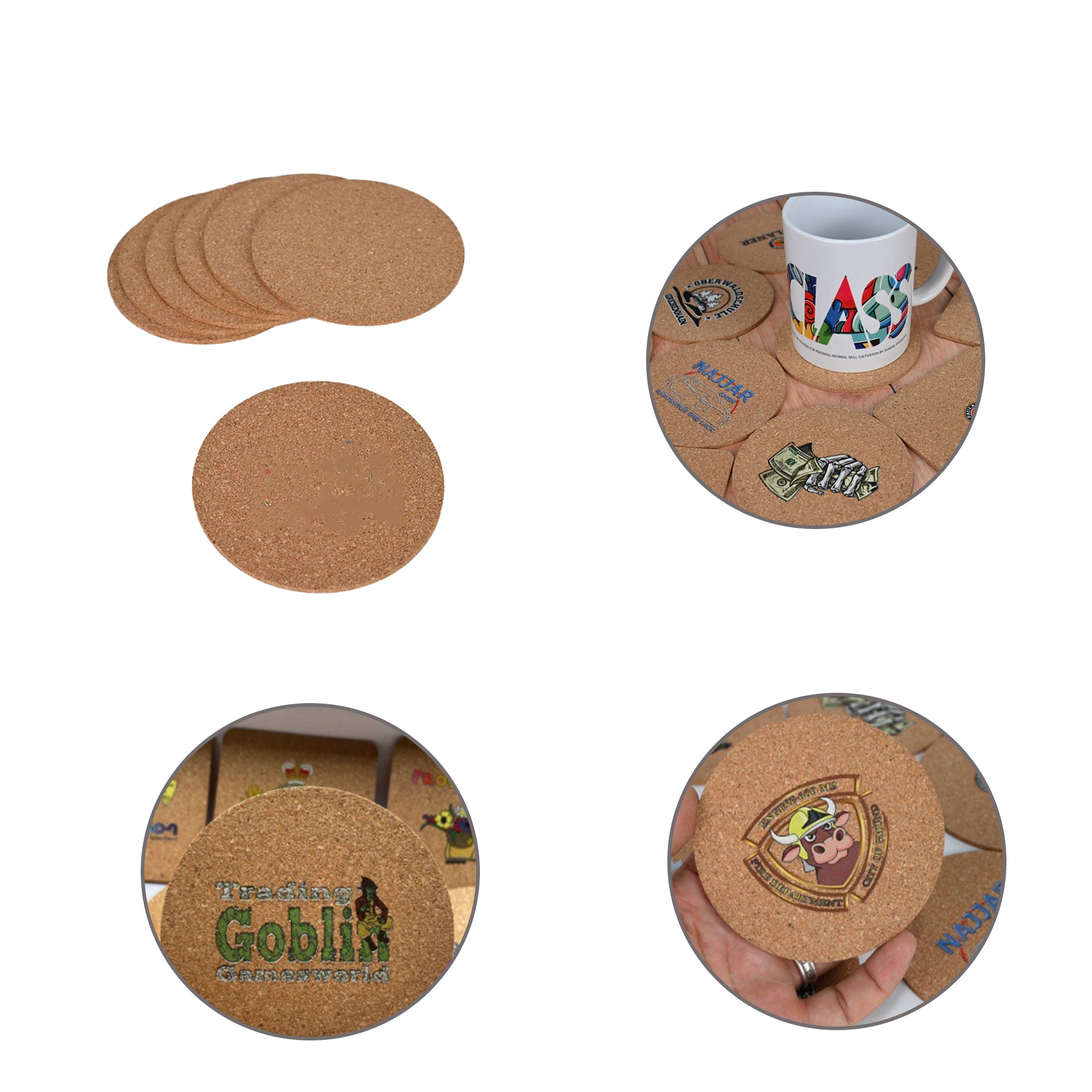 Round Cork Drink Coasters 3.9 Inch