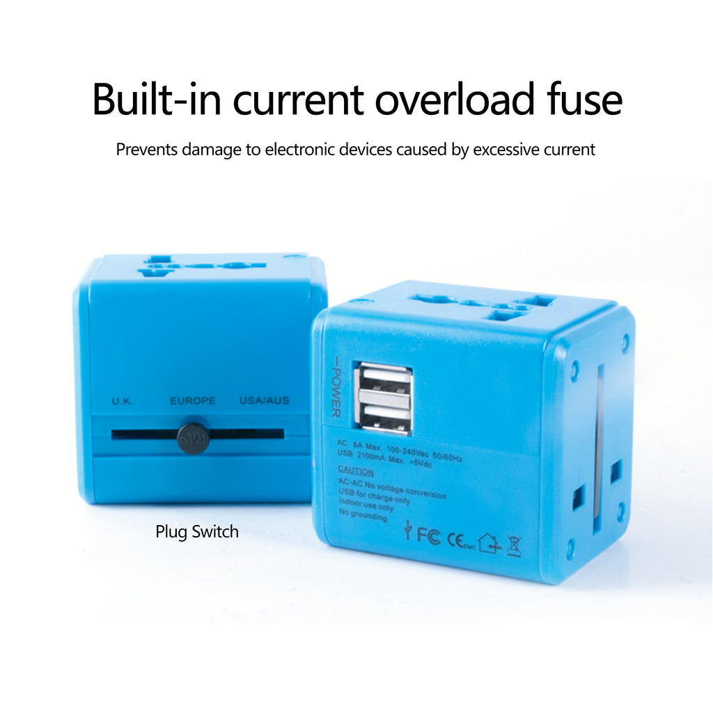 Universal Travel Power Adapter With Dual Usb Charging Ports