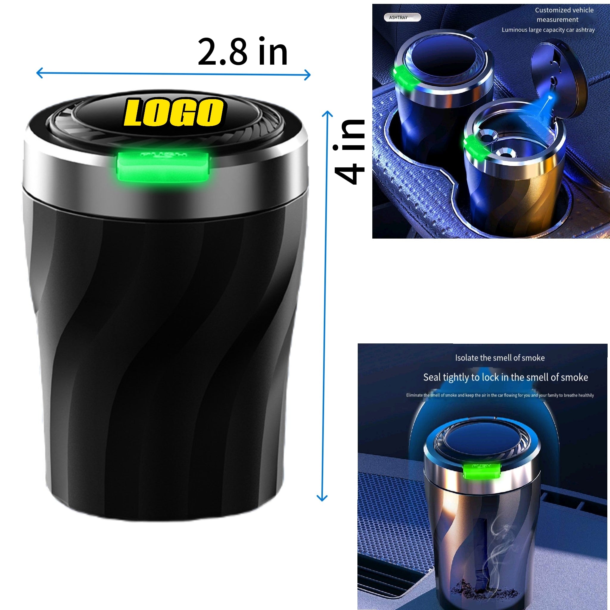 One Click Opening Luminous Car Mounted Ashtray