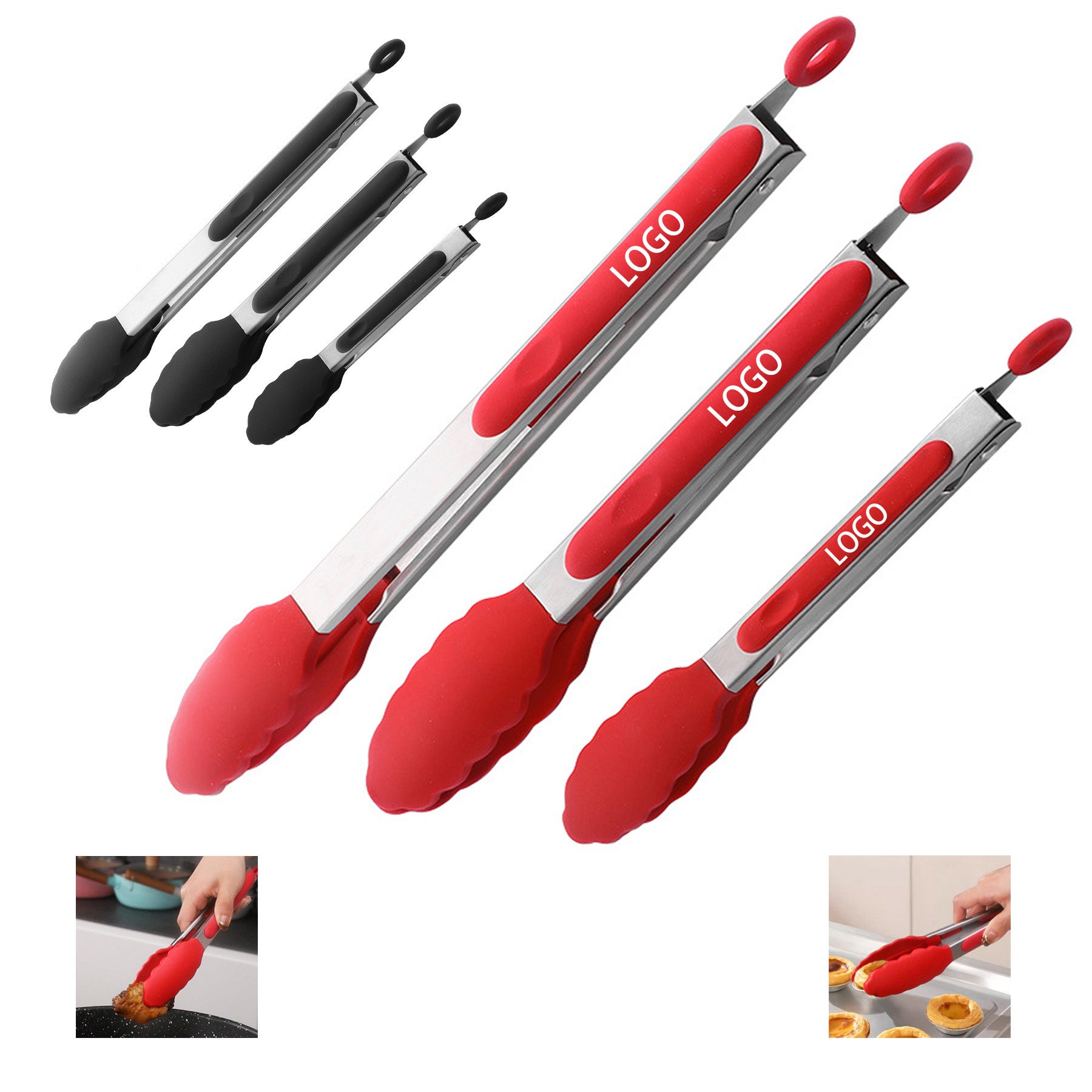 Silicone Hand Food Tongs Set