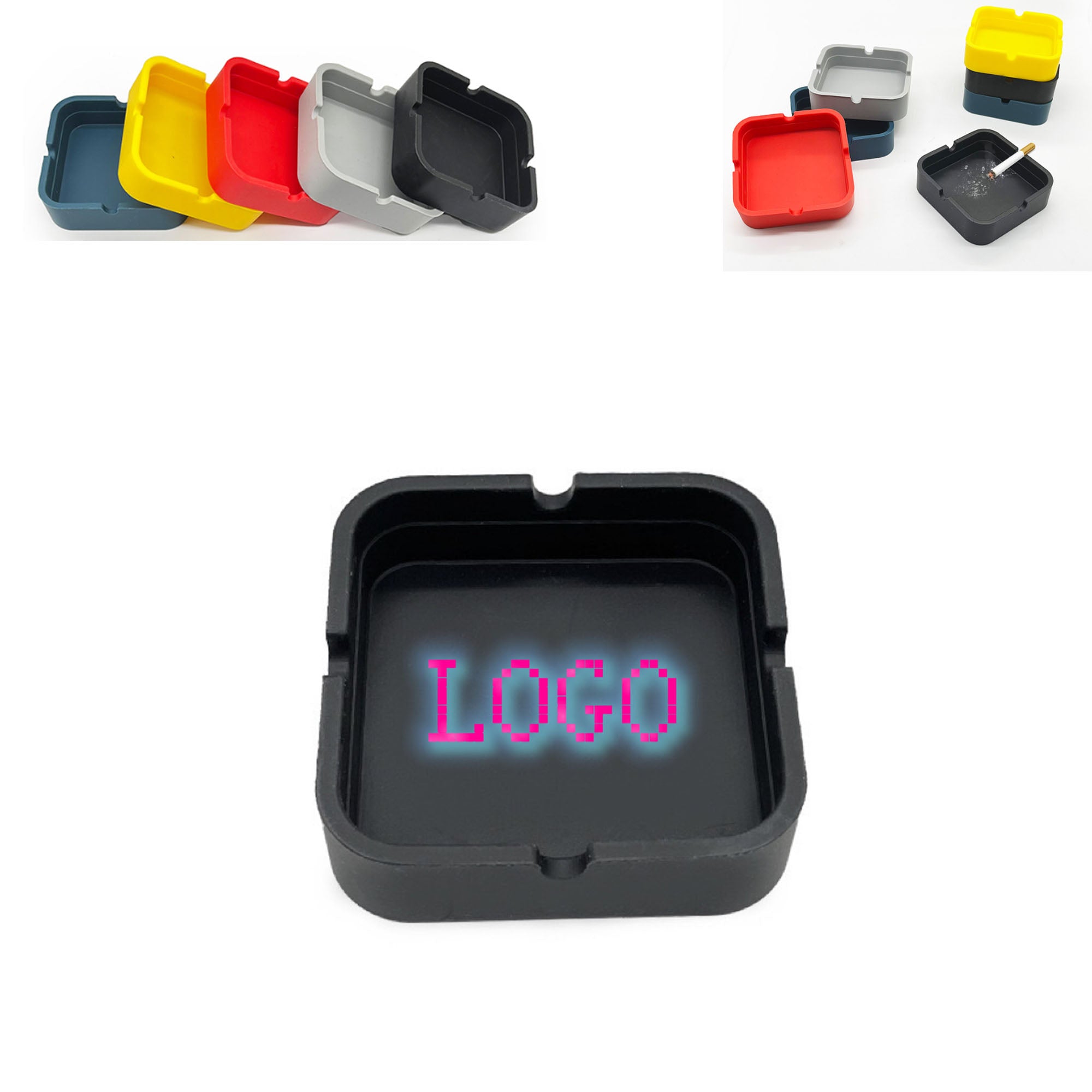 Square Silicone Ashtray with High Temperature Resistance