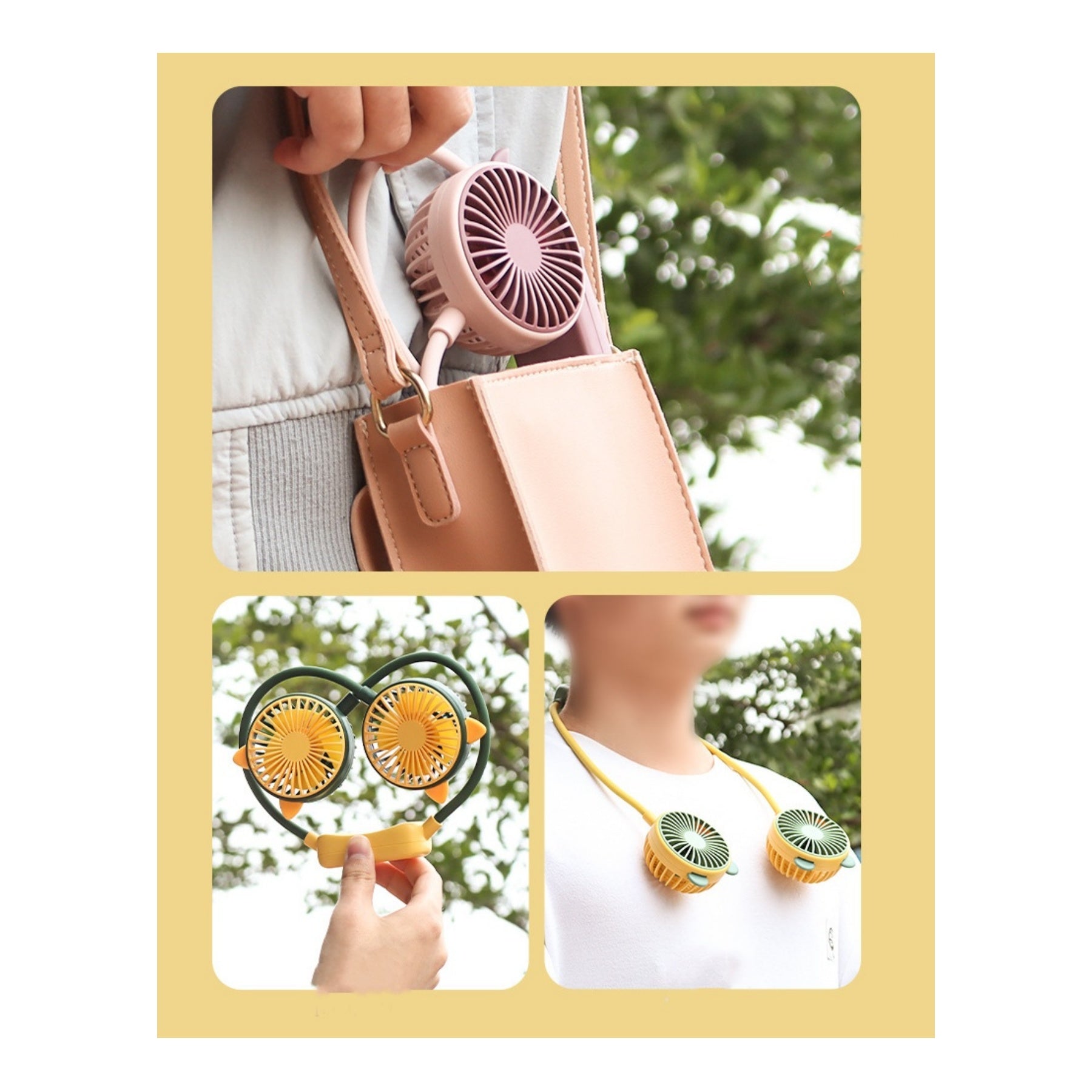 Foldable Dual Wheel Usb Neck Fan