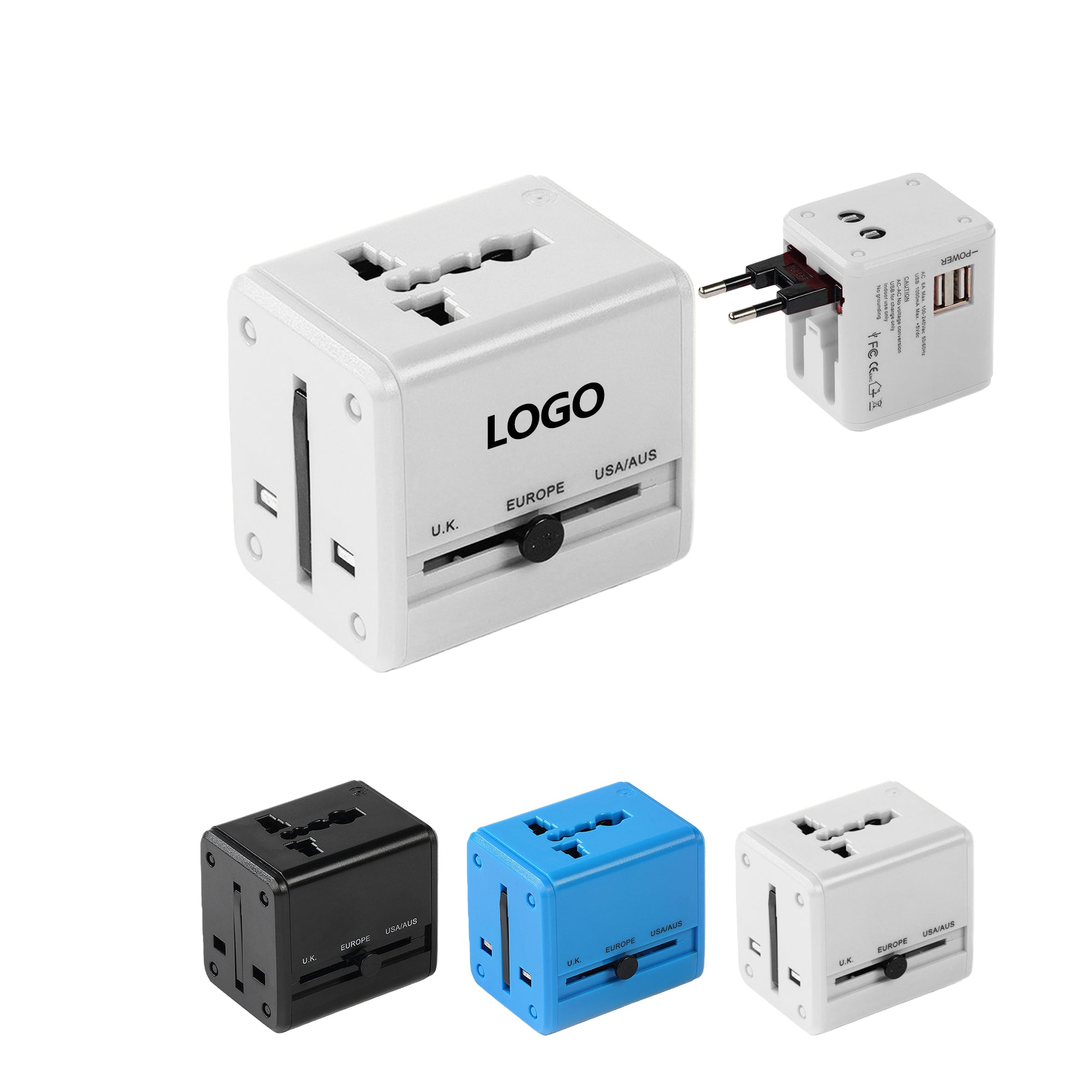 Universal Travel Power Adapter With Dual Usb Charging Ports