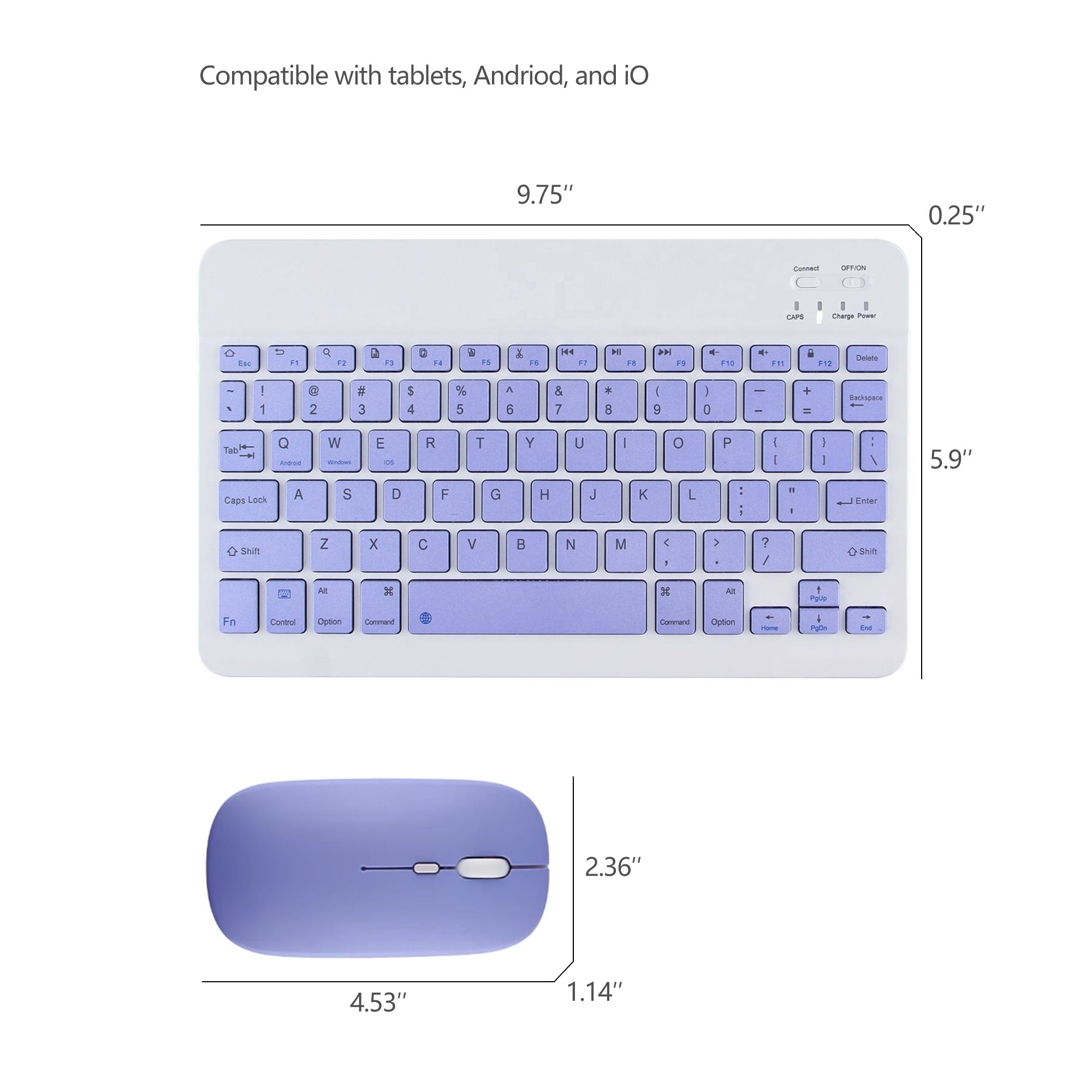 Rechargeable Wireless Keyboard Mouse For Tablet Cell Phone