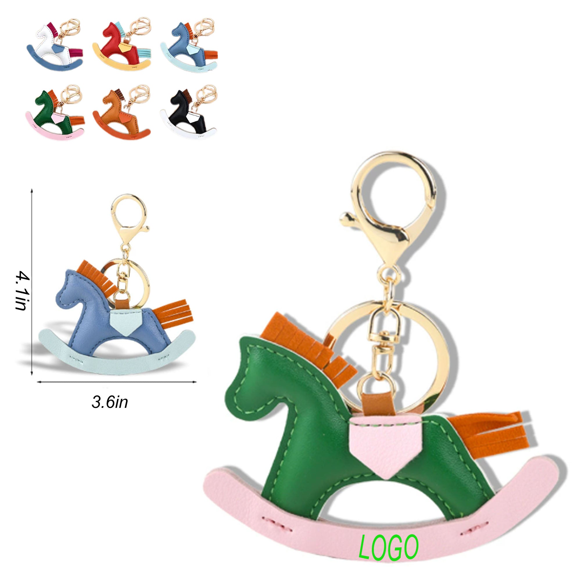 Handmade PU Leather Rocking Horse Keychain Cartoon Bag Charm