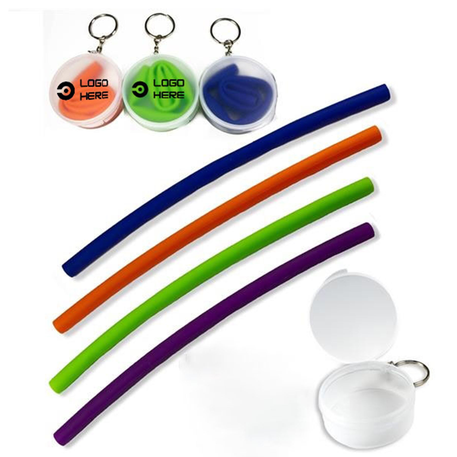 Silicone Straw With Carrying Case & Keyring
