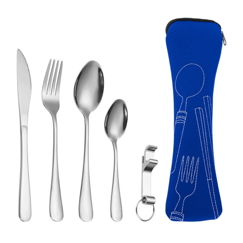 Outdoor Camping Portable Stainless Steel Utensil Set, 5-Piece